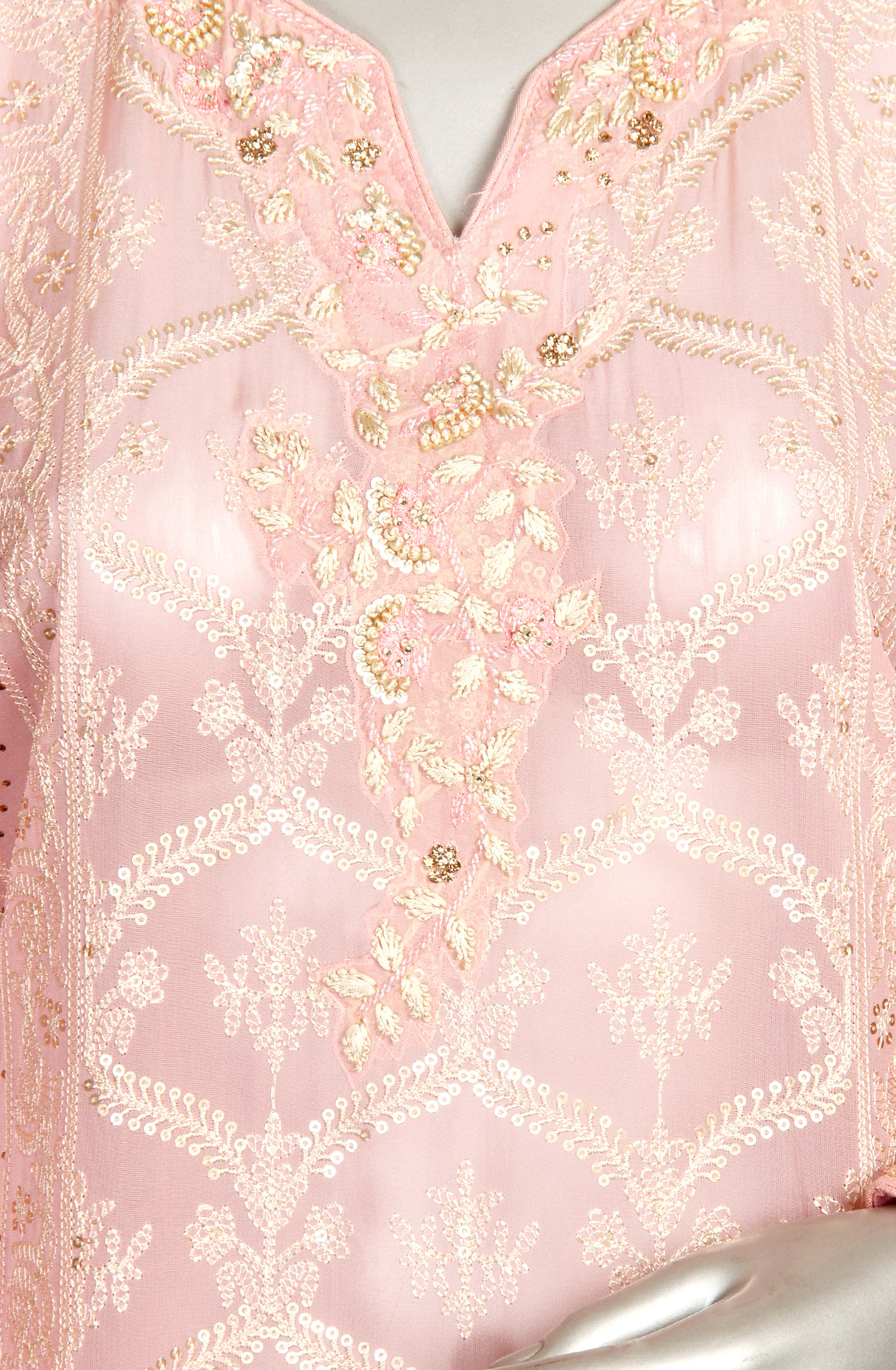 Pink Partywear Embroidered Organza Semi-stitched Palazzo Suit - 752-5784