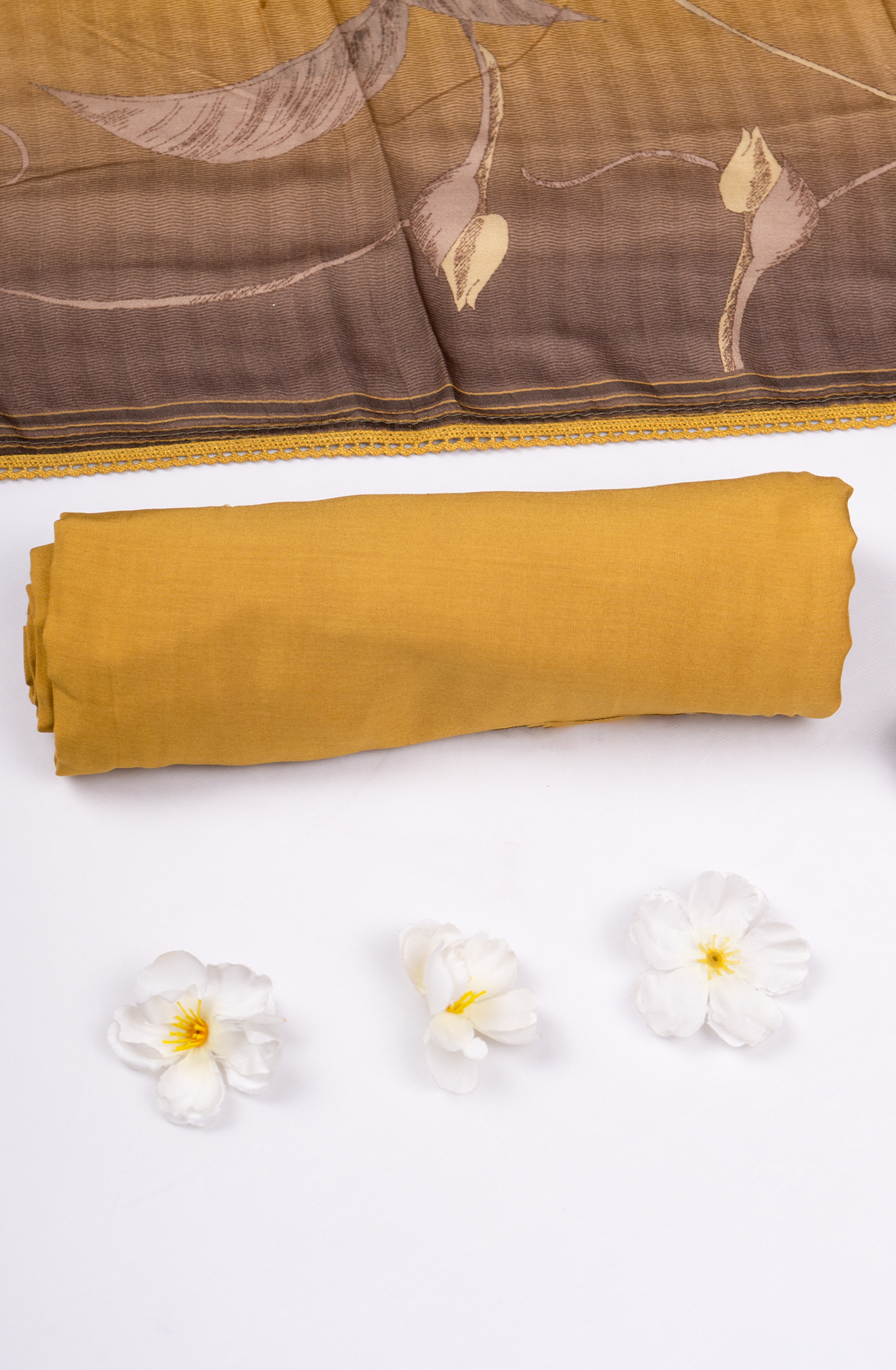 Yellow Muslin Printed Suit set with Dupatta - 752-7788