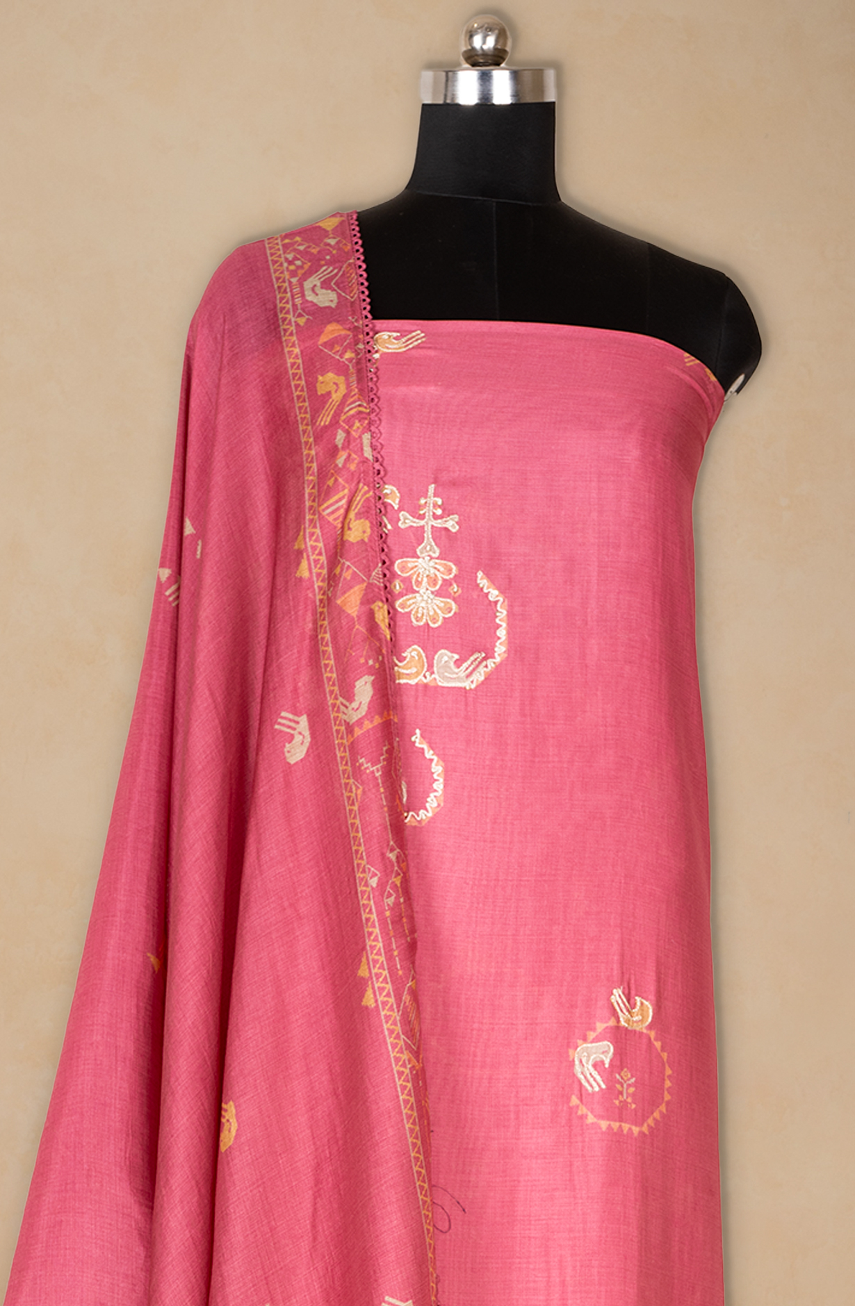Pink Muslin Printed Suit set with Dupatta - 752-7913B
