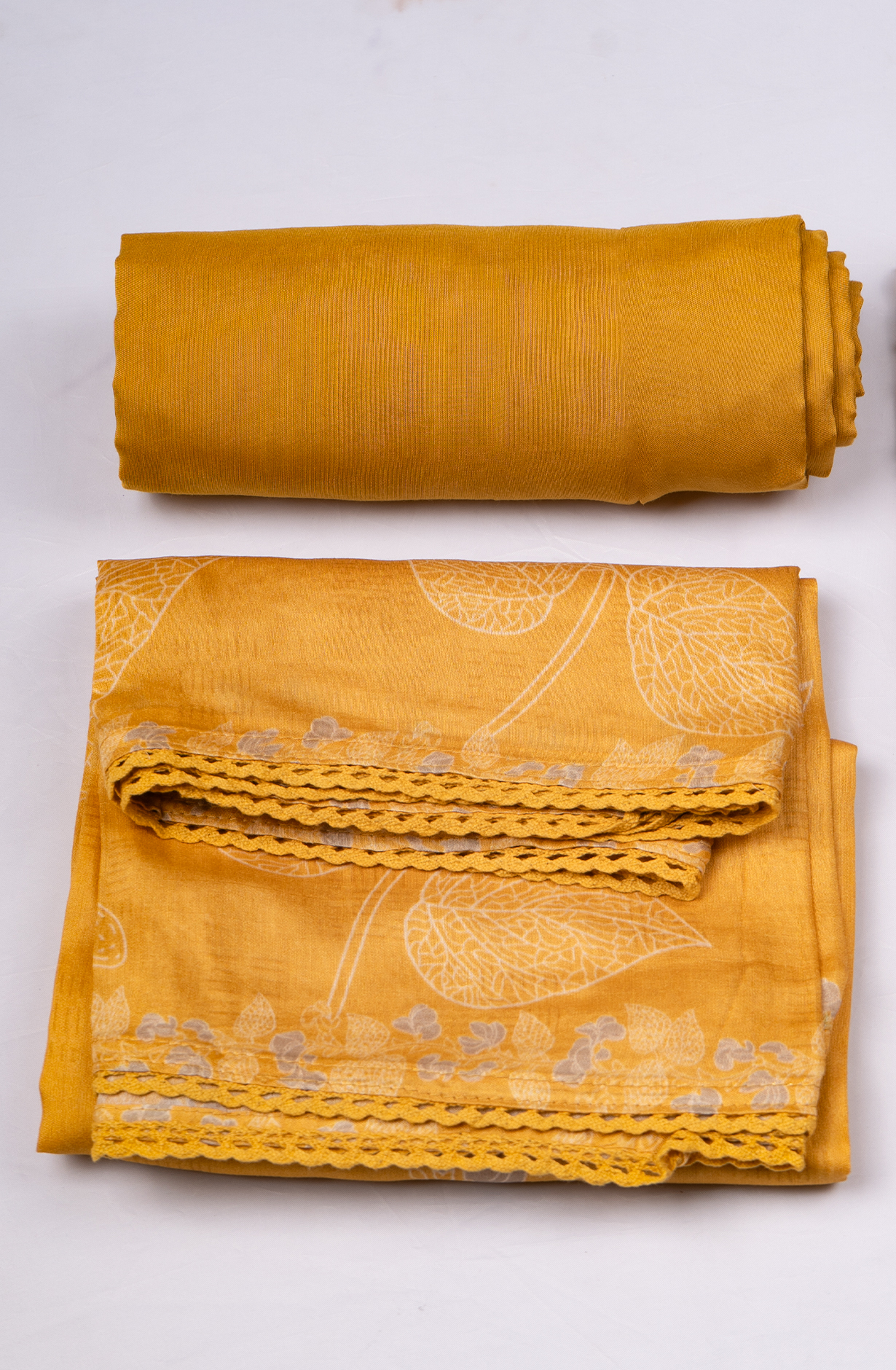 Yellow Muslin Printed Suit set with Dupatta - 752-7982