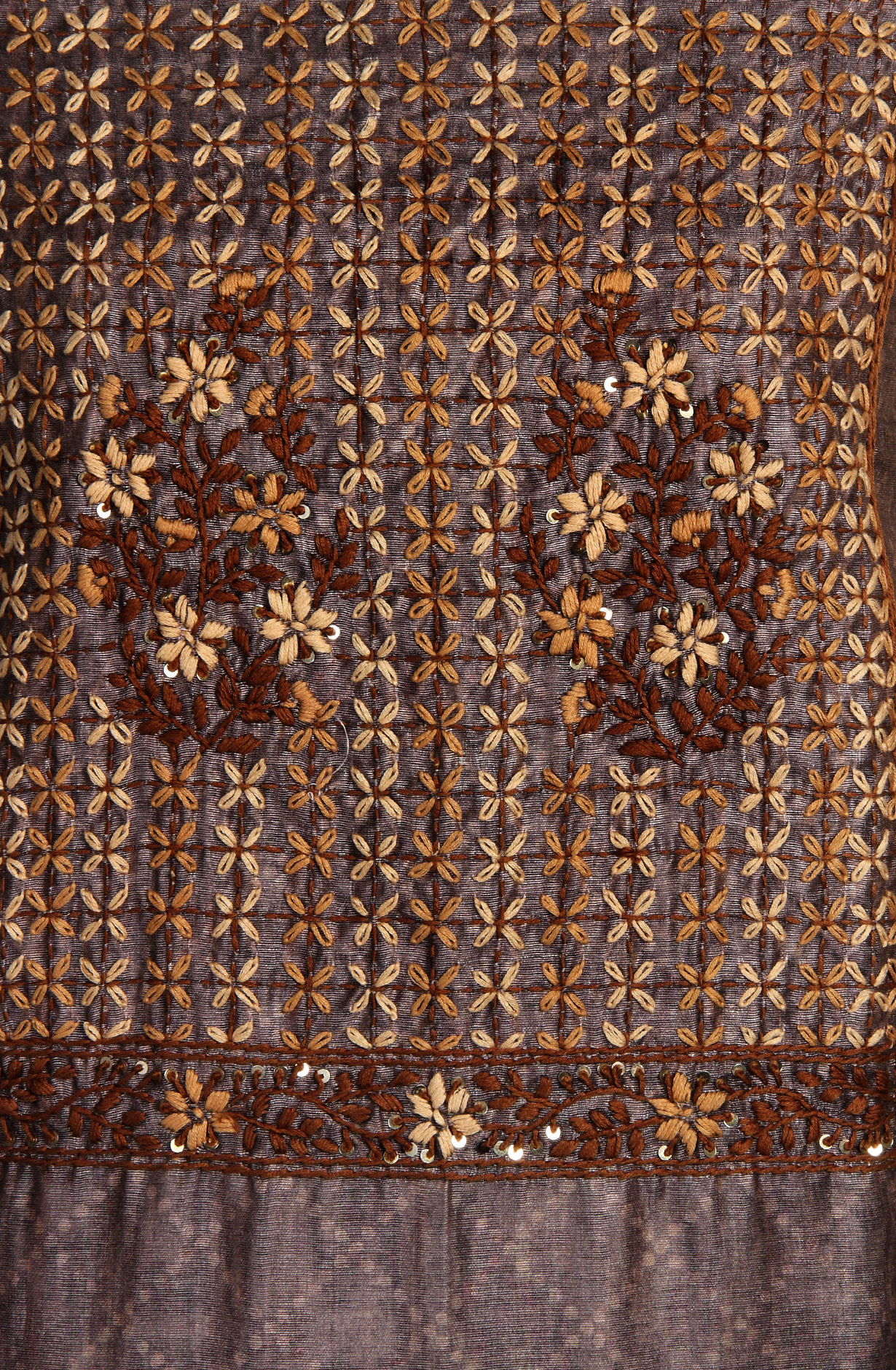 Mauve Chanderi Kantha Work Unstitched Salwar Kameez with Dupatta - 767-BI64A