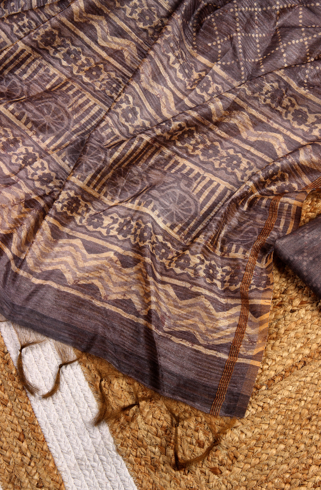 Mauve Chanderi Kantha Work Unstitched Salwar Kameez with Dupatta - 767-BI64A