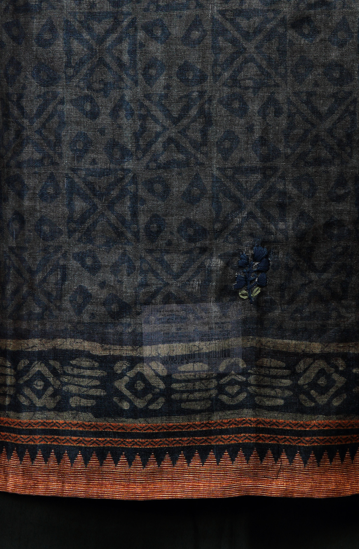 Olive Green Chanderi Kantha Work Unstitched Salwar Kameez with Dupatta - 767-GI68B