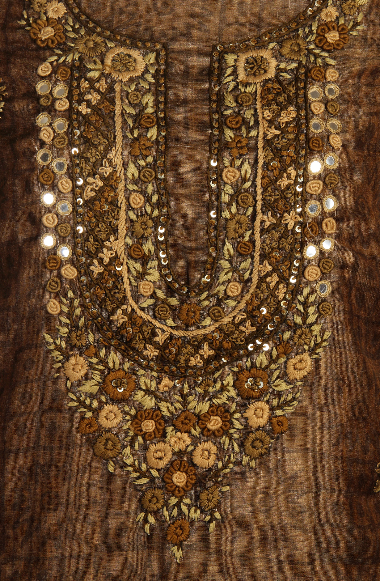 Mehndi Green Chanderi Kantha Work Unstitched Salwar Kameez with Dupatta - 767-GI70