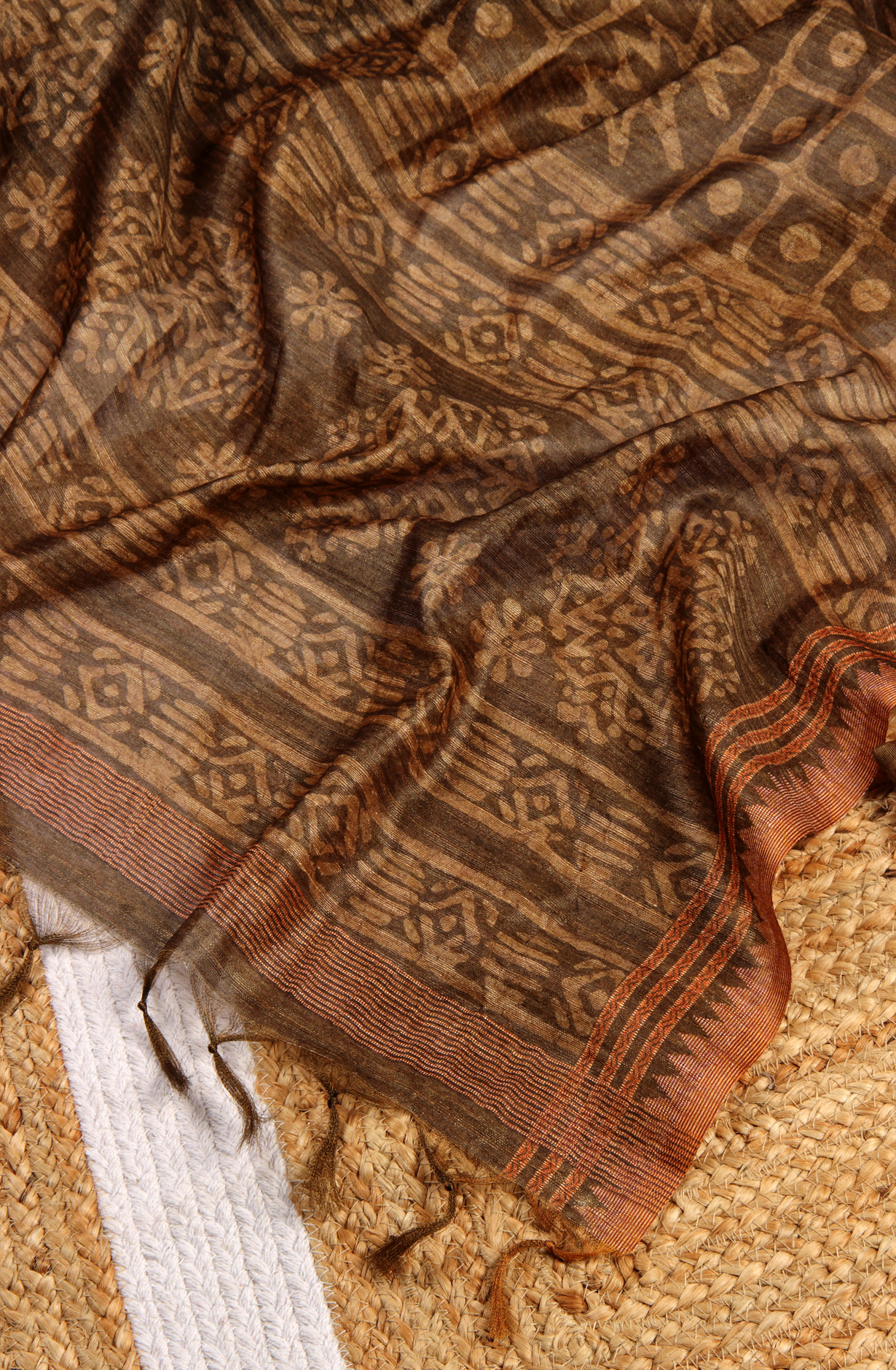 Mehndi Green Chanderi Kantha Work Unstitched Salwar Kameez with Dupatta - 767-GI70