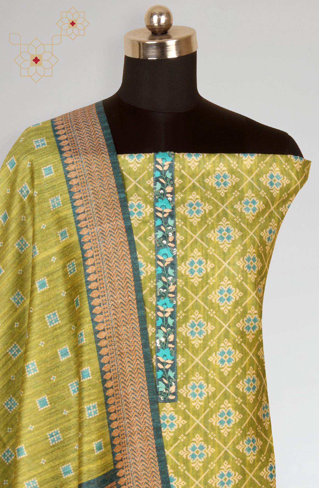 Mehndi Beautiful Chanderi Silk Salwar Kameez with Dupatta - 767-GI75-2A