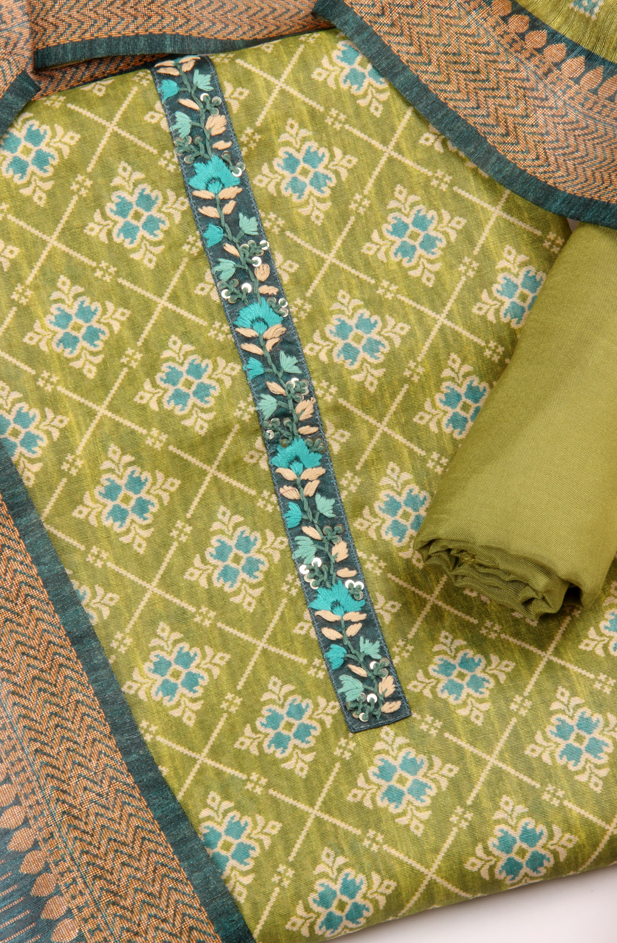 Mehndi Beautiful Chanderi Silk Salwar Kameez with Dupatta - 767-GI75-2A