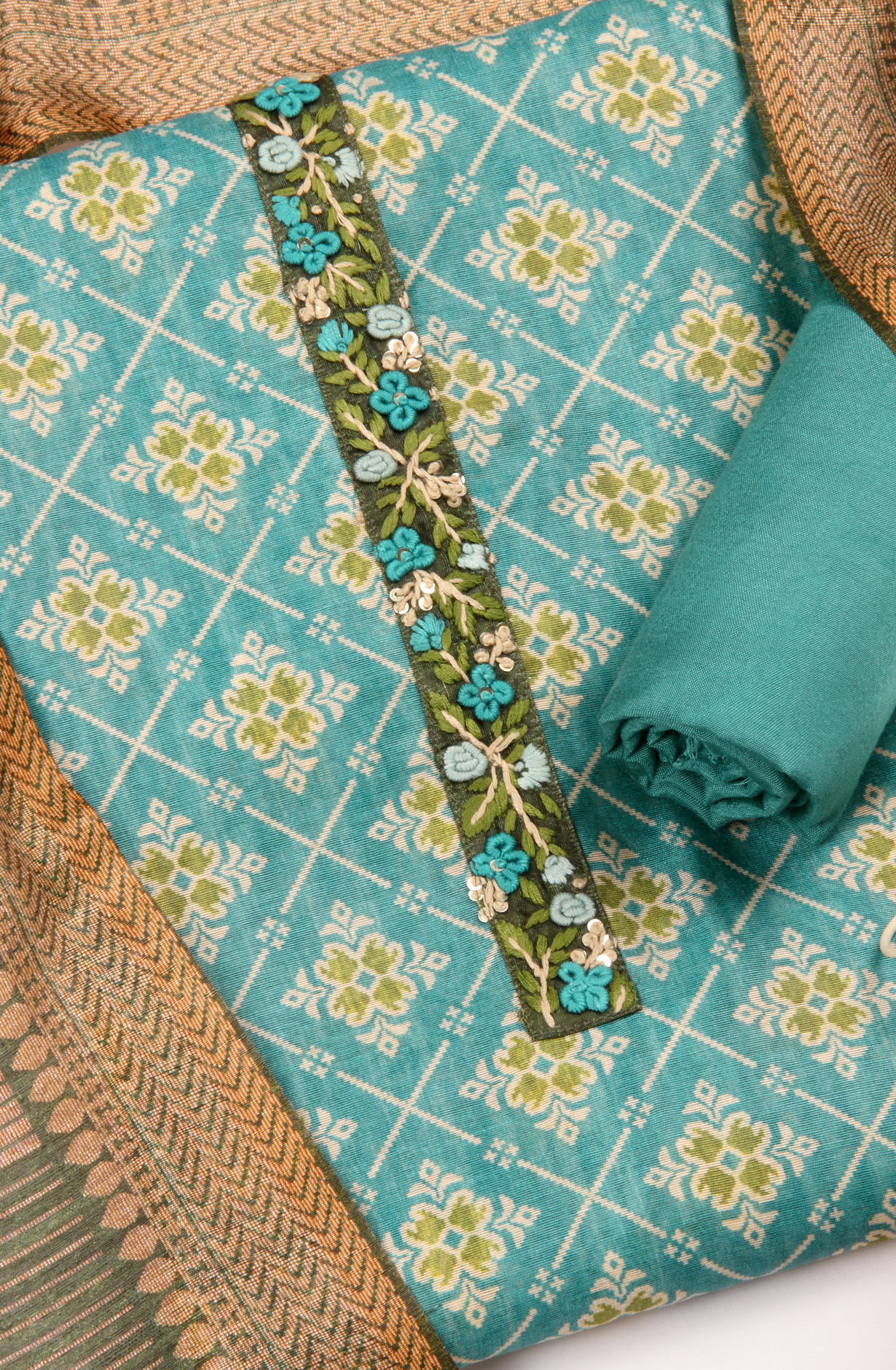 Firozi Beautiful Chanderi Silk Salwar Kameez with Dupatta - 767-GI75-2C