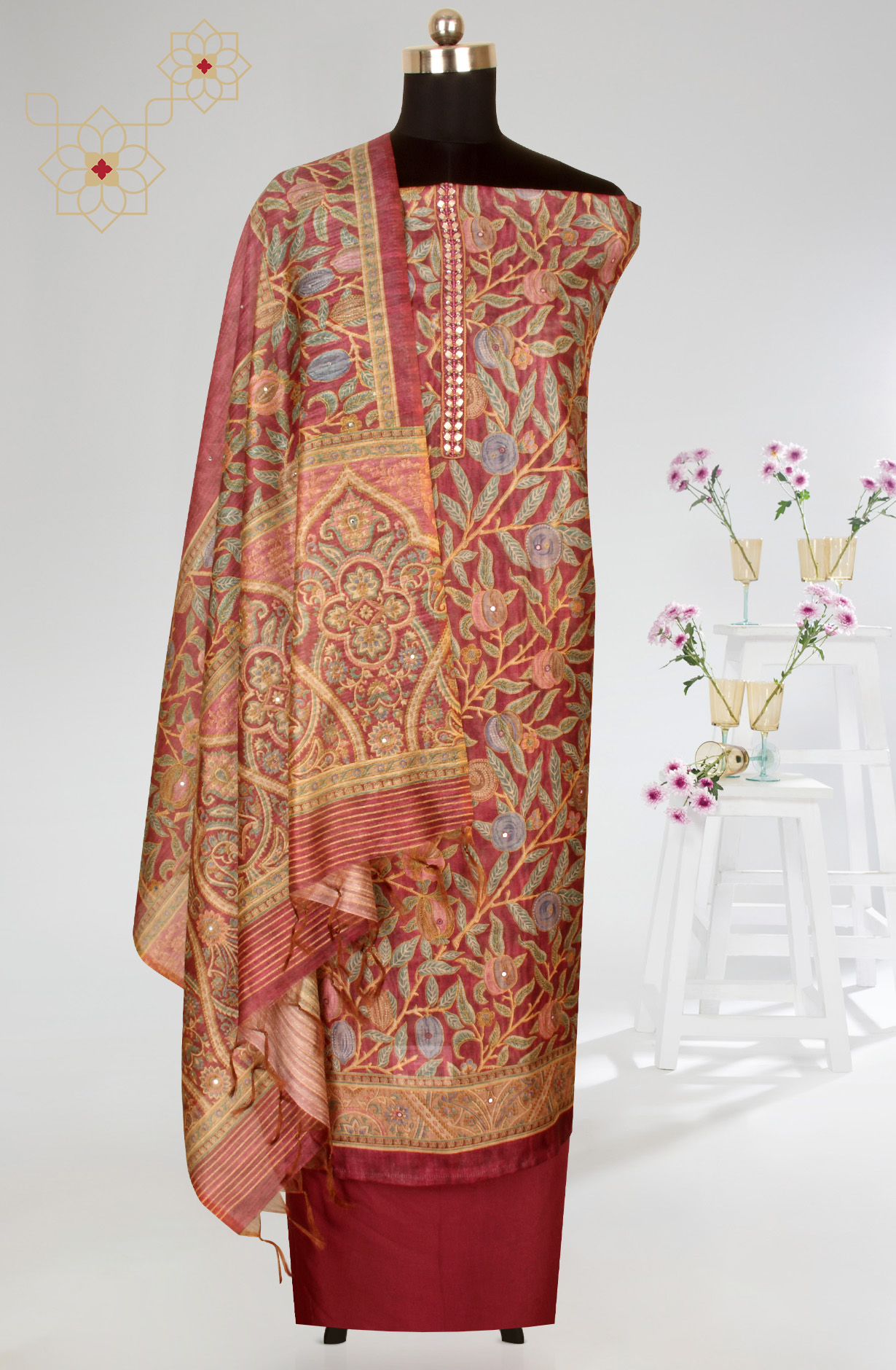 Purple Beautiful Chanderi Silk Salwar Kameez with Dupatta - 767-S332-10B