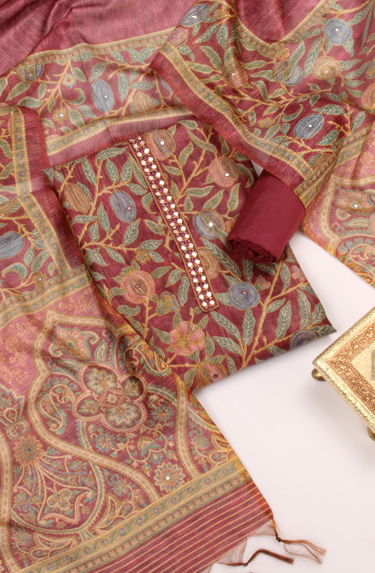 Purple Beautiful Chanderi Silk Salwar Kameez with Dupatta - 767-S332-10B