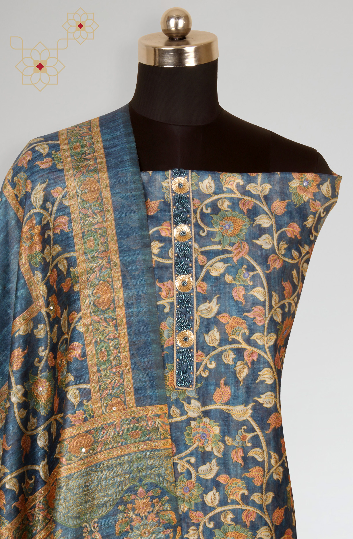 Blue Beautiful Chanderi Silk Salwar Kameez with Dupatta - 767-S332-8C