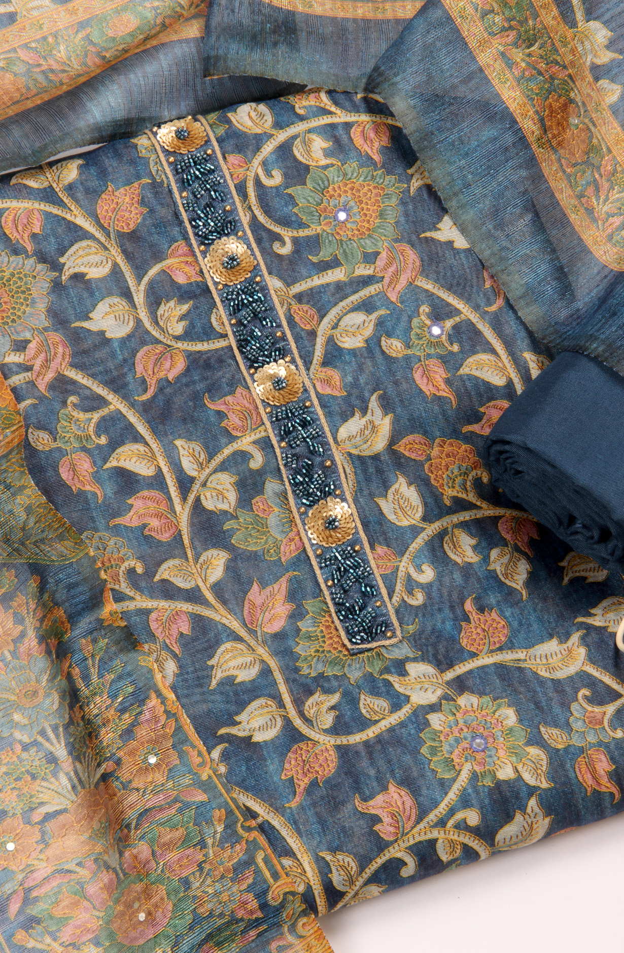 Blue Beautiful Chanderi Silk Salwar Kameez with Dupatta - 767-S332-8C