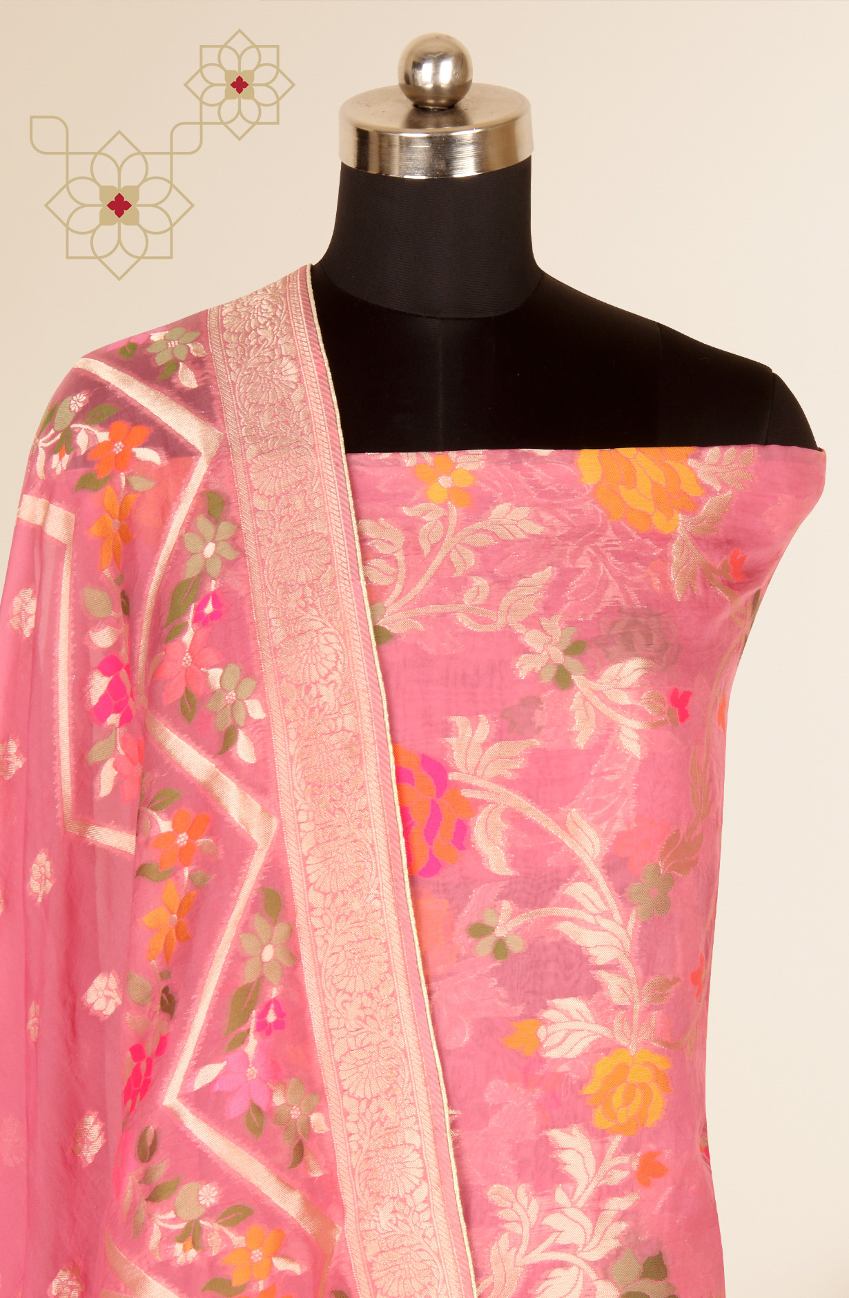 Mauve Beautiful Organza Salwar Kameez with Banarasi Dupatta - 797-0-EMB-C