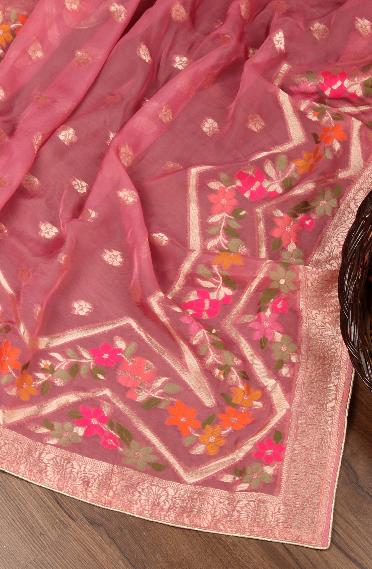 Mauve Beautiful Organza Salwar Kameez with Banarasi Dupatta - 797-0-EMB-C