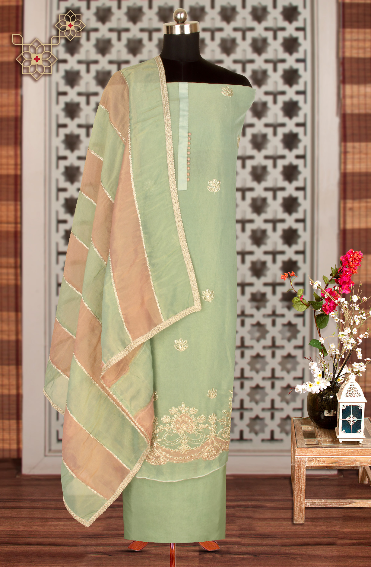Sea Green Designer Unstitched Uppada Silk Salwar Suit - 797-BBS302A