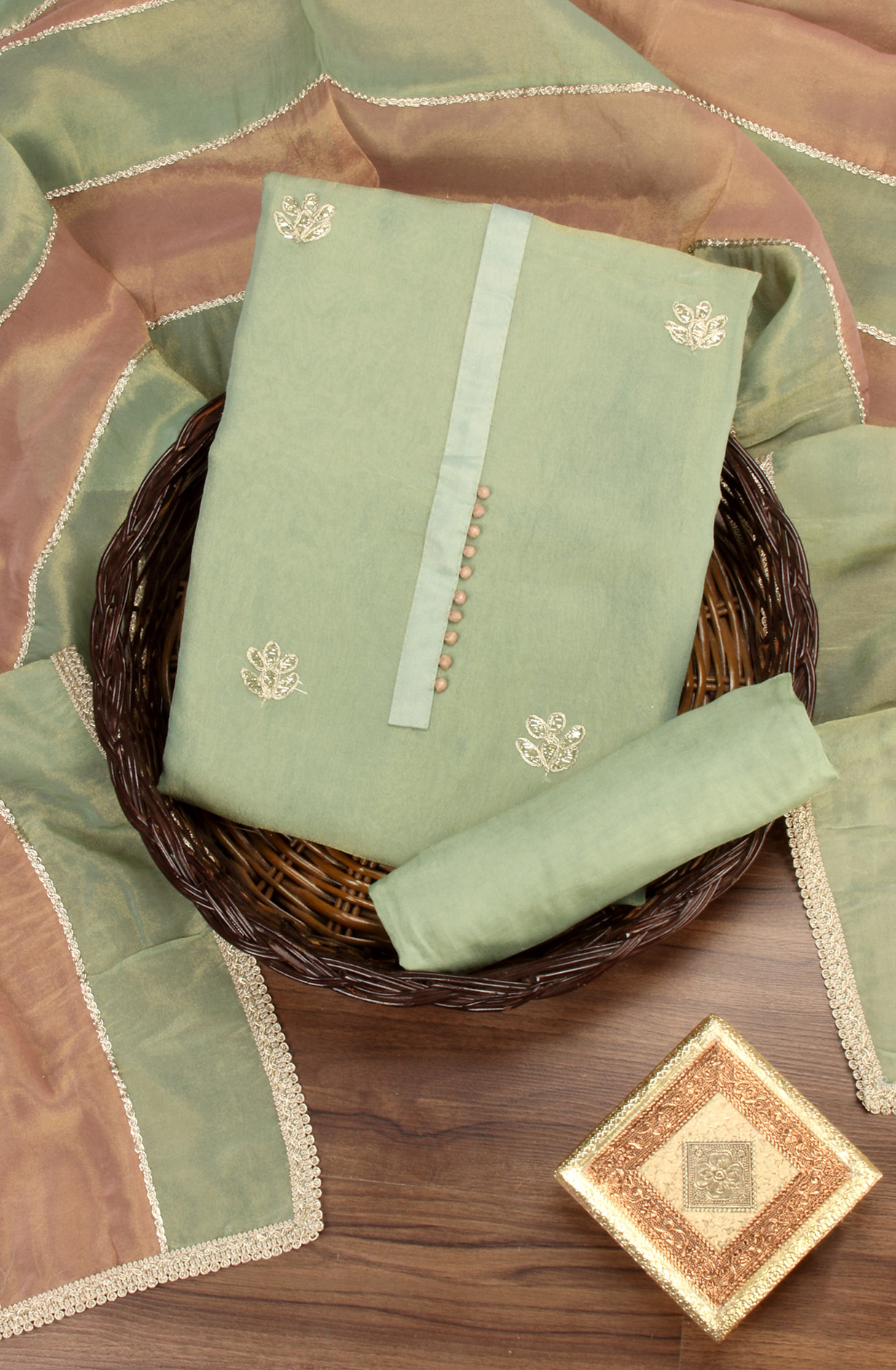 Sea Green Designer Unstitched Uppada Silk Salwar Suit - 797-BBS302A