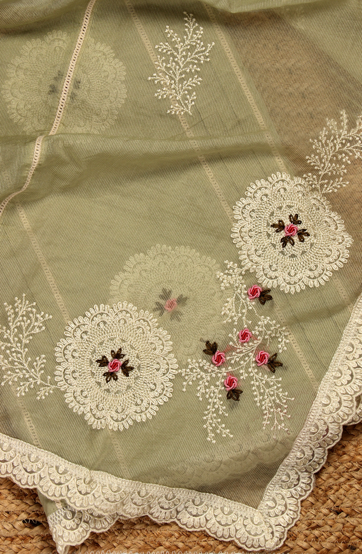 Green Cotton Exclusive Beautiful Embroidered Salwar Kameez - 797-CMR594