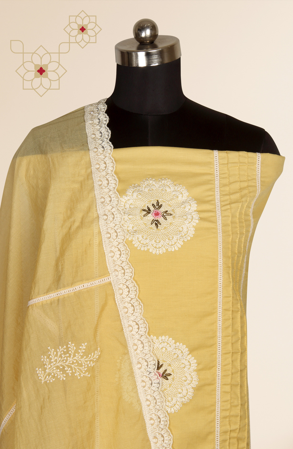 Yellow Cotton Exclusive Beautiful Embroidered Salwar Kameez - 797-CMR594A