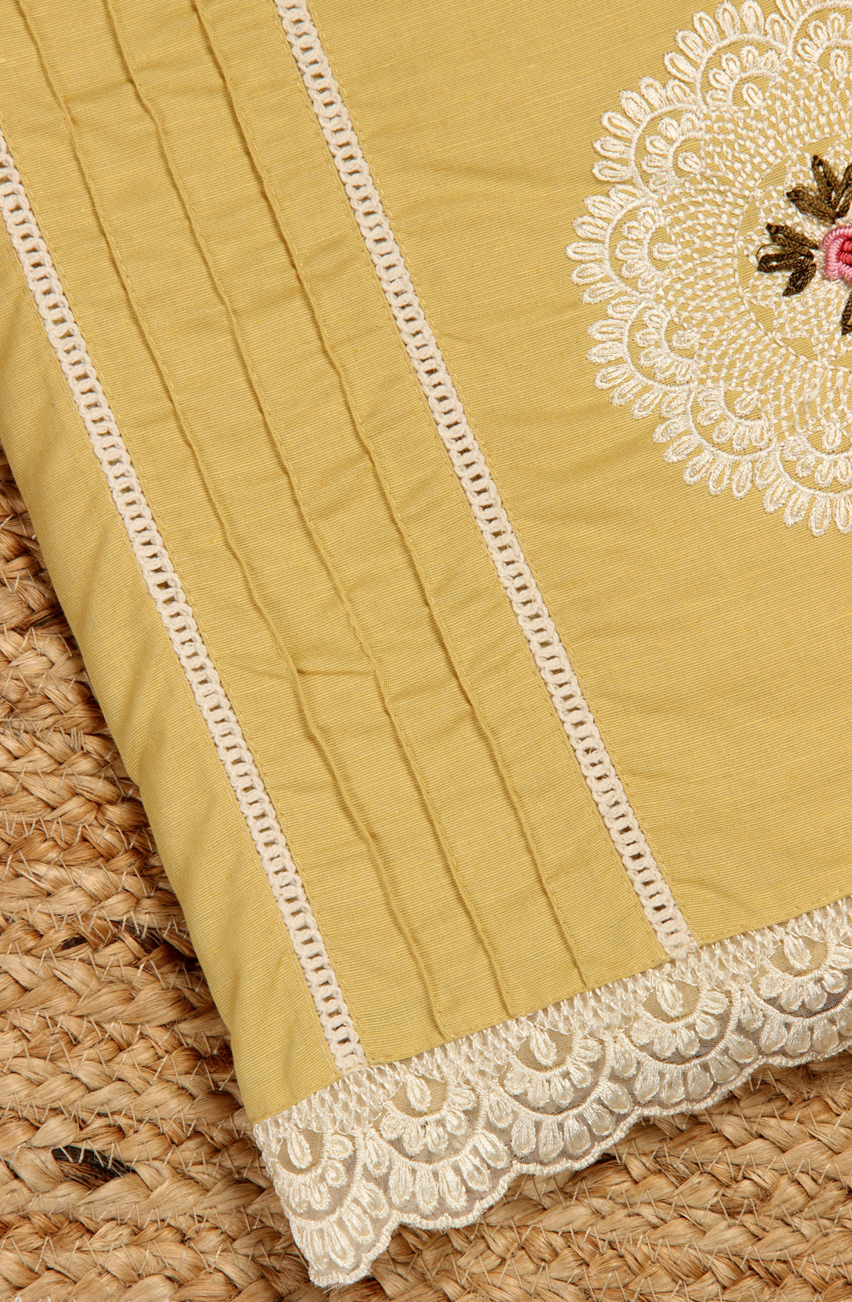 Yellow Cotton Exclusive Beautiful Embroidered Salwar Kameez - 797-CMR594A