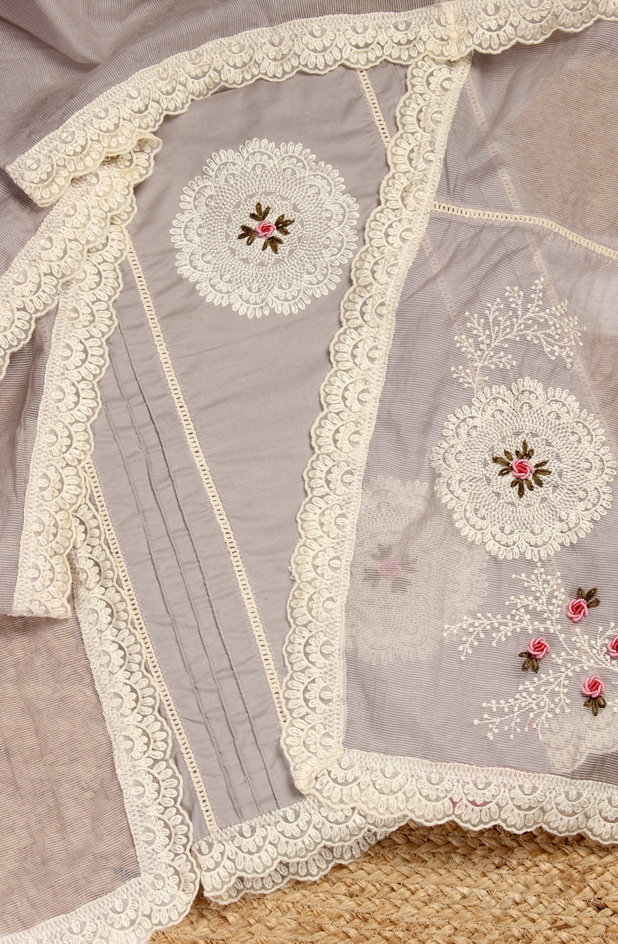 Grey Cotton Exclusive Beautiful Embroidered Salwar Kameez - 797-CMR594B