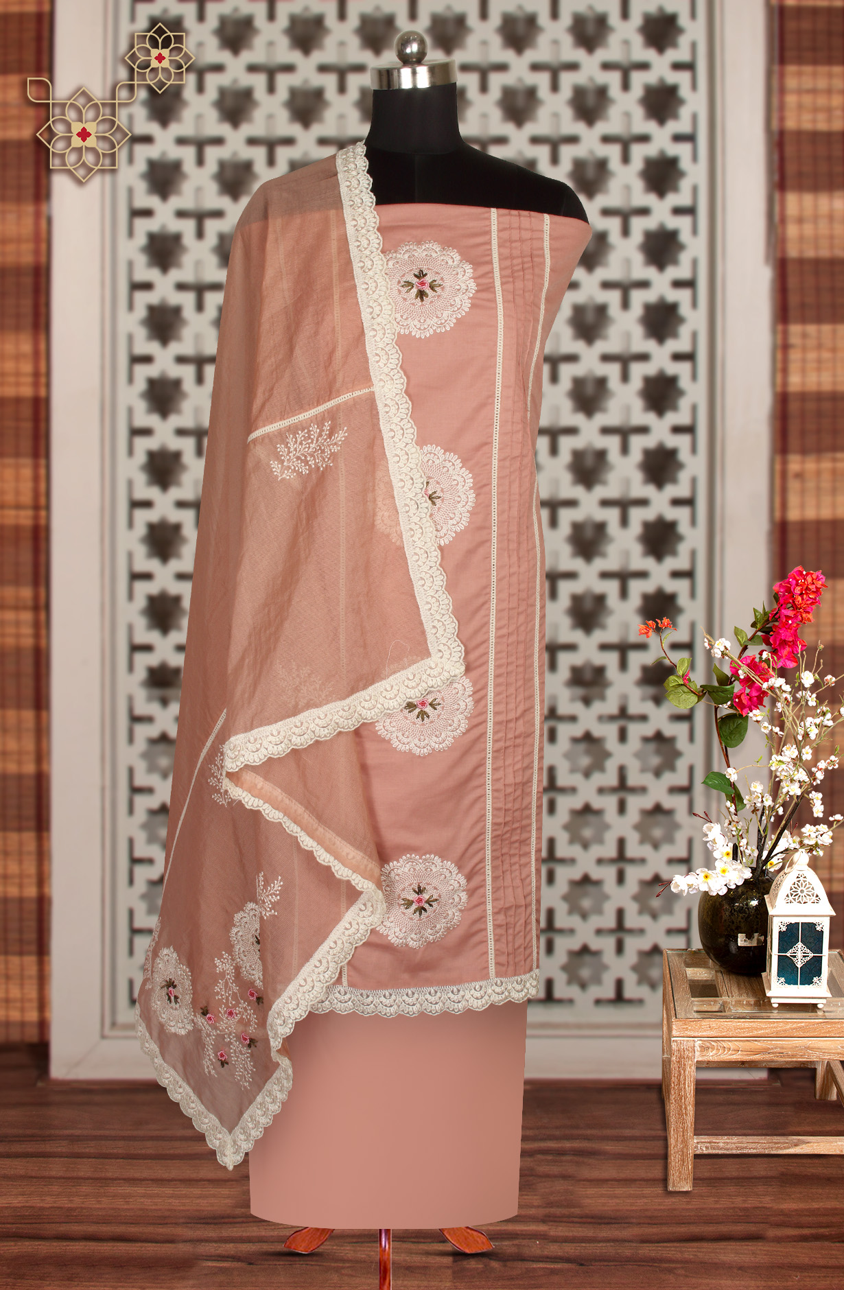Peach Cotton Exclusive Beautiful Embroidered Salwar Kameez - 797-CMR594C