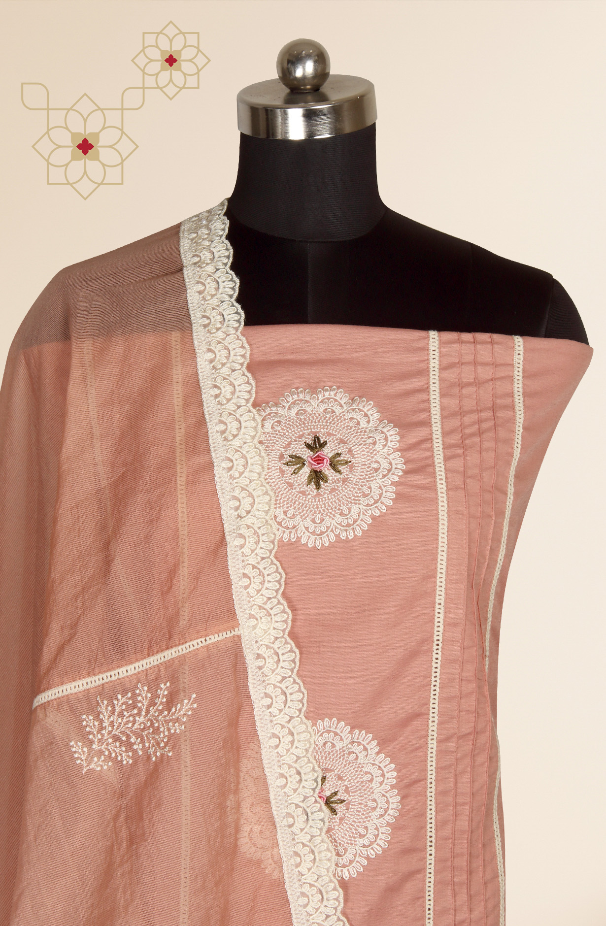 Peach Cotton Exclusive Beautiful Embroidered Salwar Kameez - 797-CMR594C