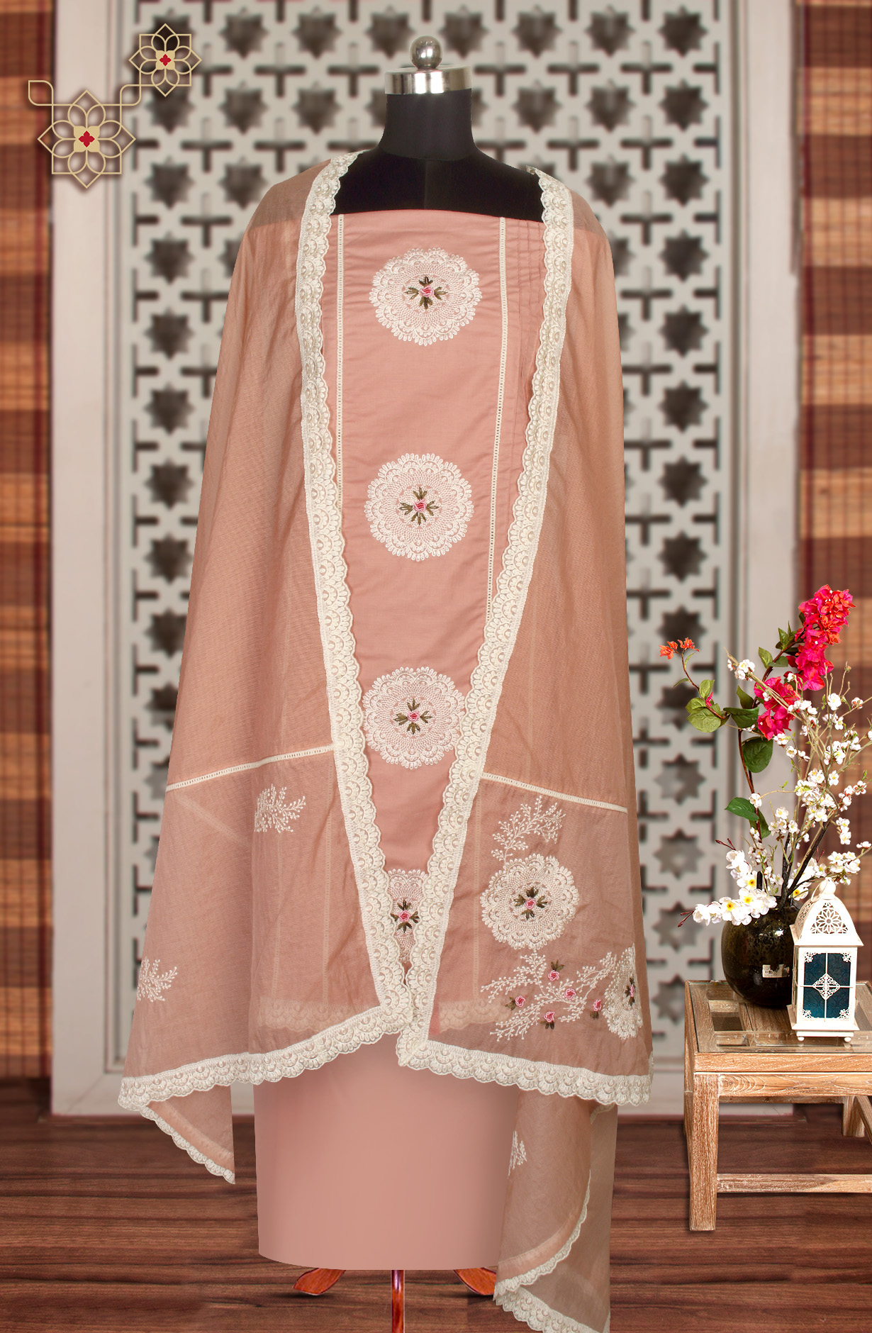 Peach Cotton Exclusive Beautiful Embroidered Salwar Kameez - 797-CMR594C