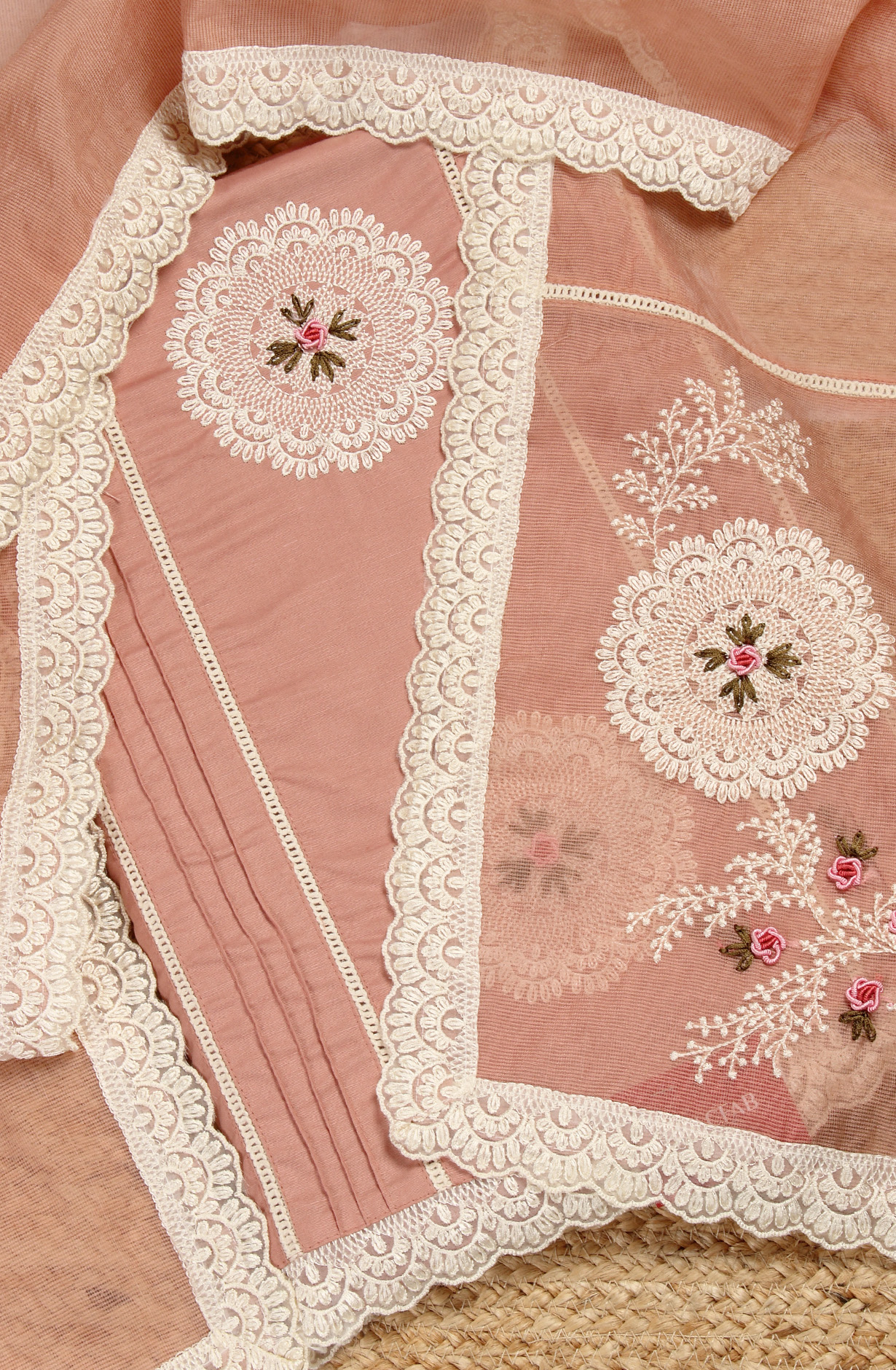 Peach Cotton Exclusive Beautiful Embroidered Salwar Kameez - 797-CMR594C