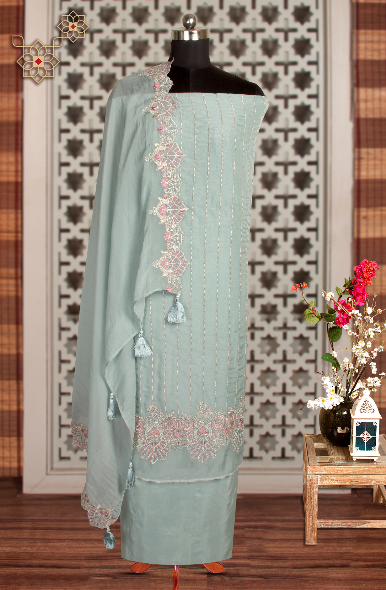 Sea Green Designer Partywear Organza Salwar Suit - 797-CS12505-1A