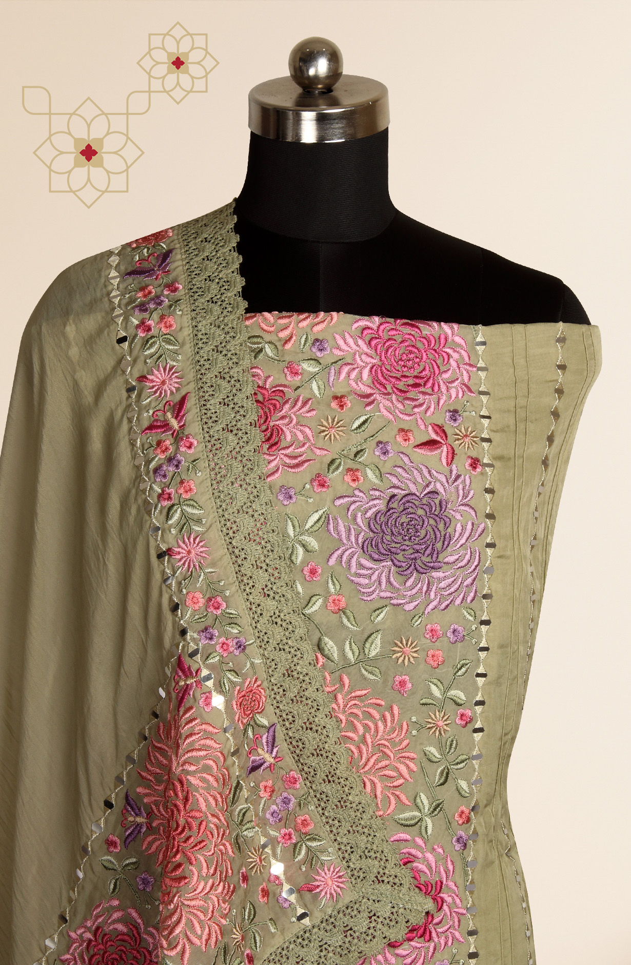 Mehndi Green Organza Designer Partywear Embroidered Salwar Kameez - 797-KSR-SREE