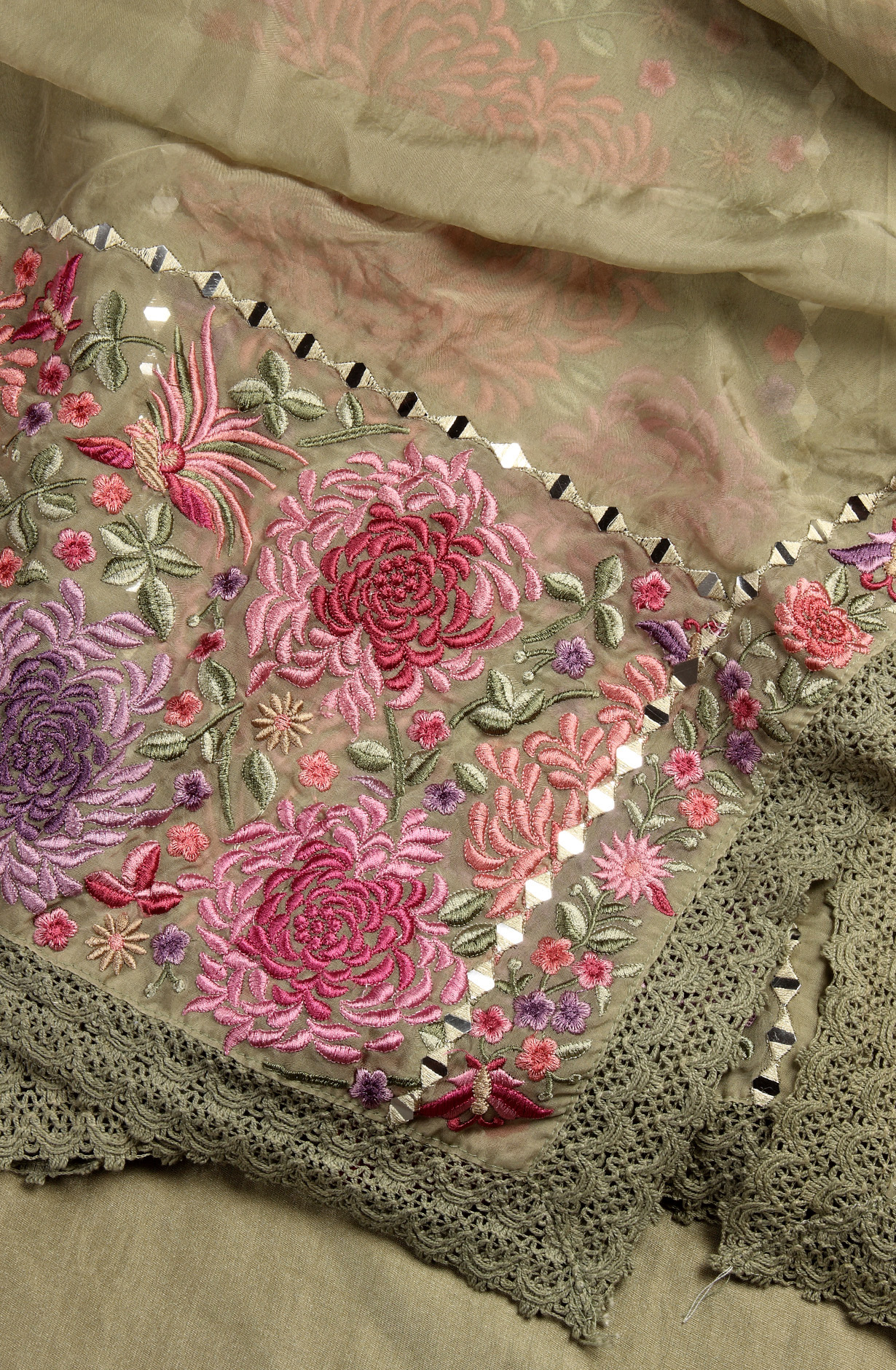 Mehndi Green Organza Designer Partywear Embroidered Salwar Kameez - 797-KSR-SREE