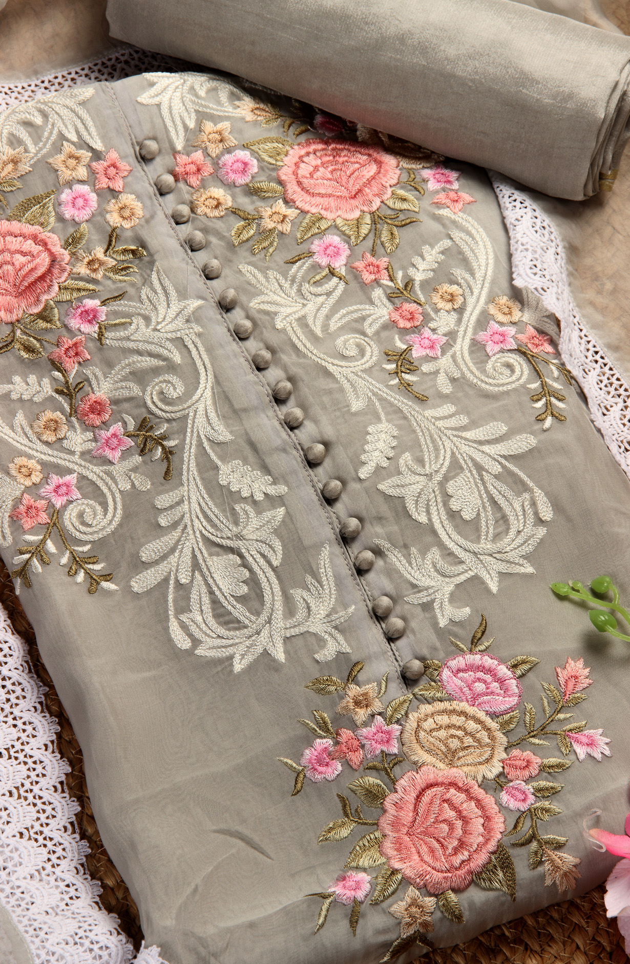 Exclusive Grey Designer Organza Salwar Suit with Dupatta - 797-KSRVL-C