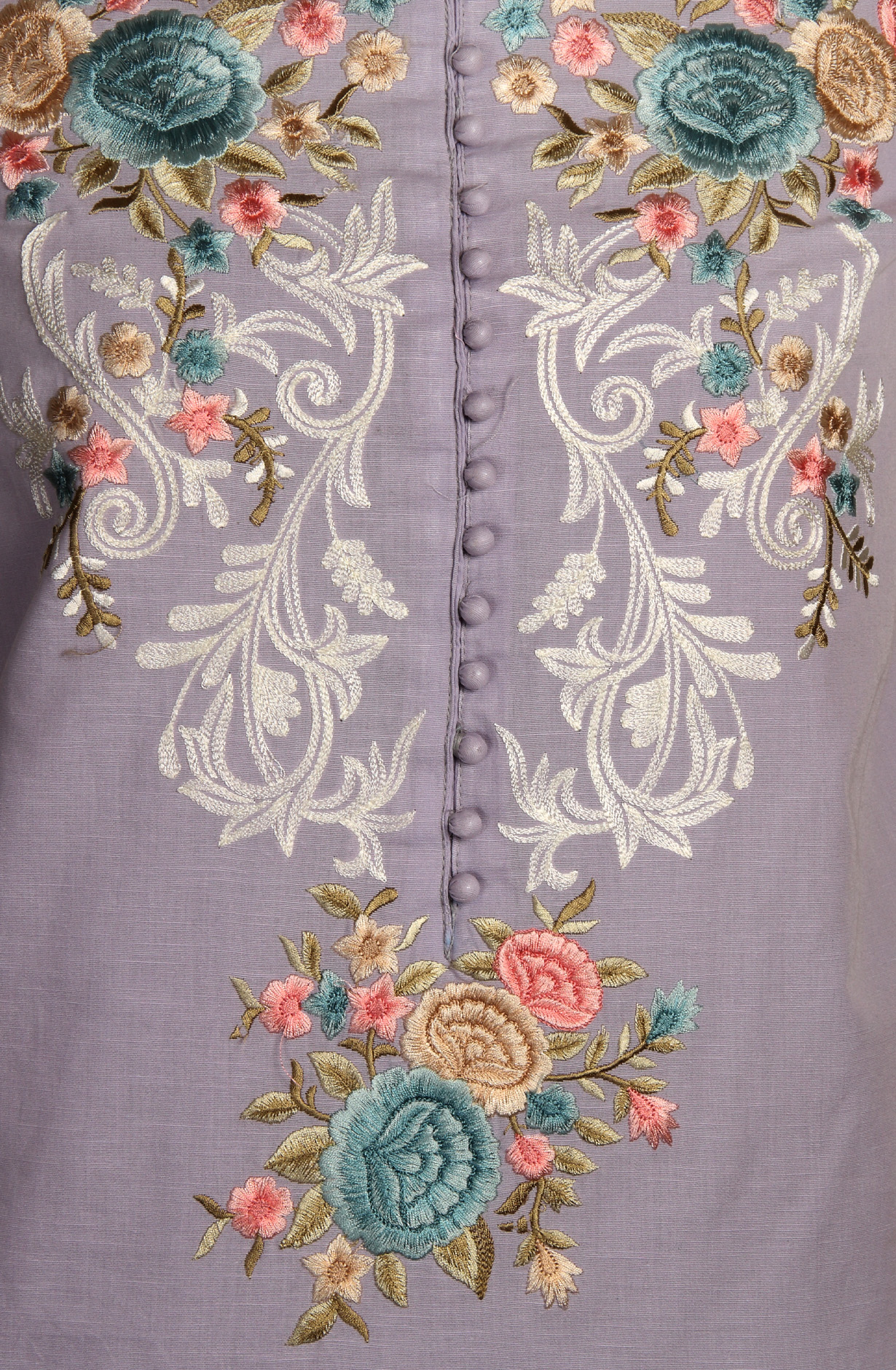 Lavender Cotton Beautiful Embroidery Suit with Kota Dupatta - 797-KSRVL-F