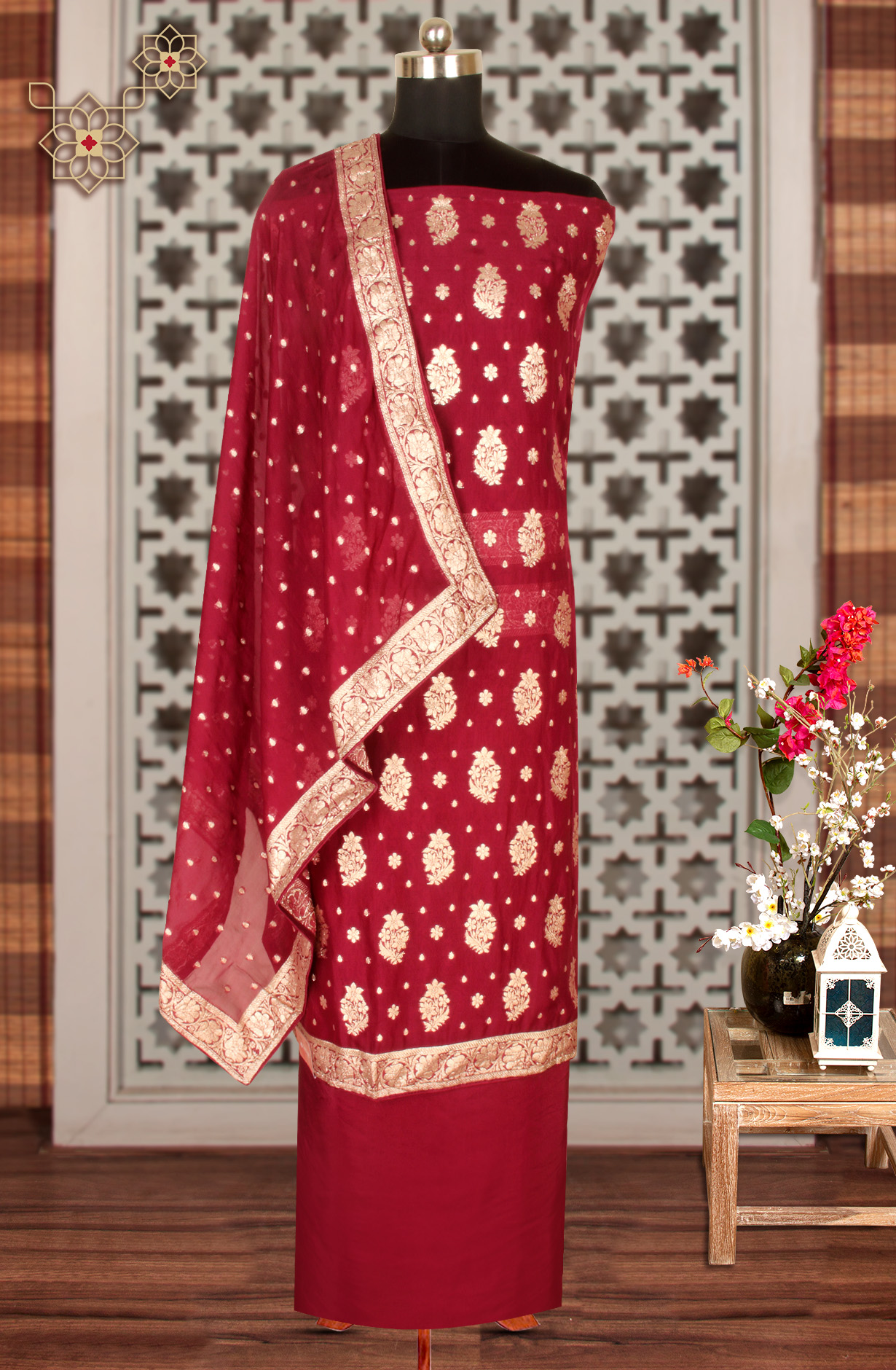 Wine Festive Wear Beautiful Organza Salwar Kameez with Dupatta - 797-SCT-A