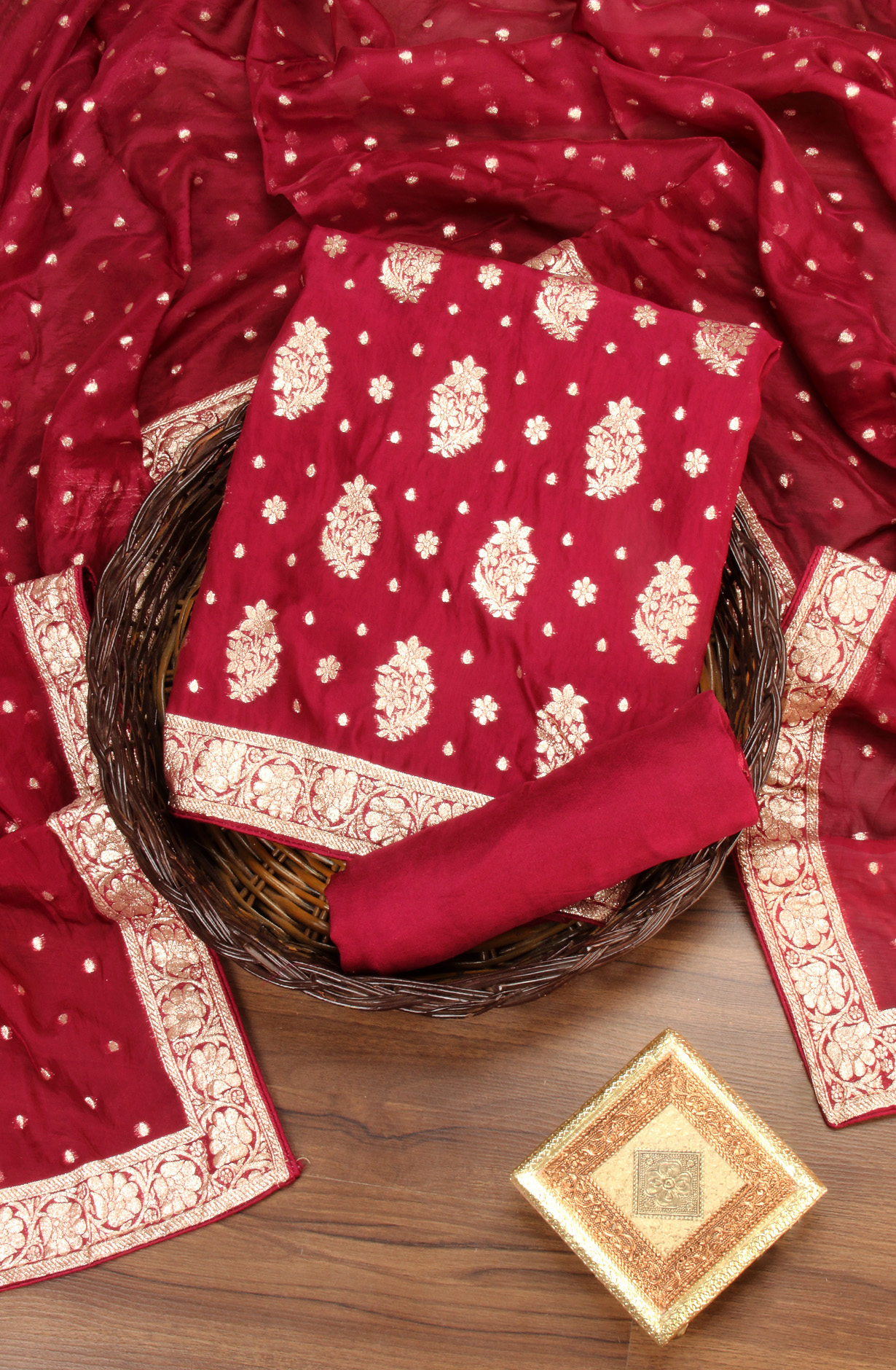 Wine Festive Wear Beautiful Organza Salwar Kameez with Dupatta - 797-SCT-A