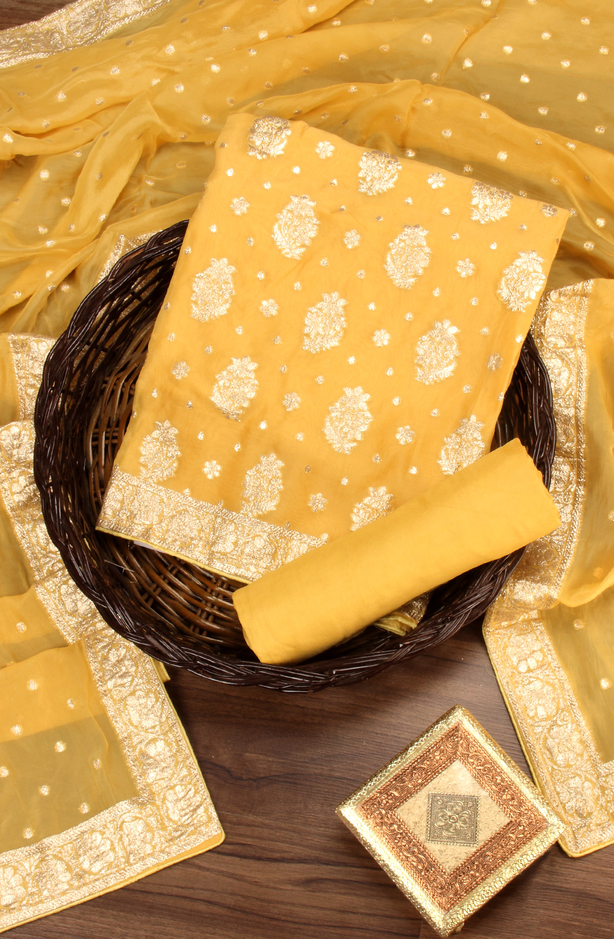 Yellow Festive Wear Beautiful Organza Salwar Kameez with Dupatta - 797-SCT-C