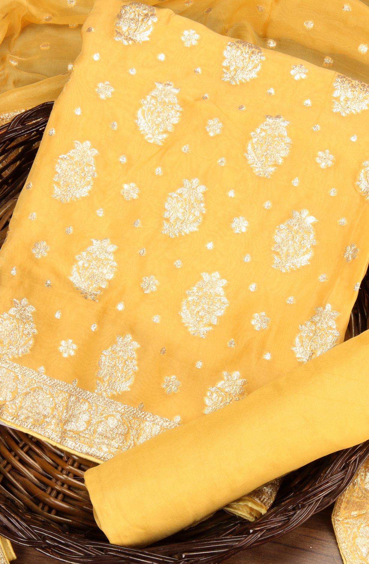 Yellow Festive Wear Beautiful Organza Salwar Kameez with Dupatta - 797-SCT-C