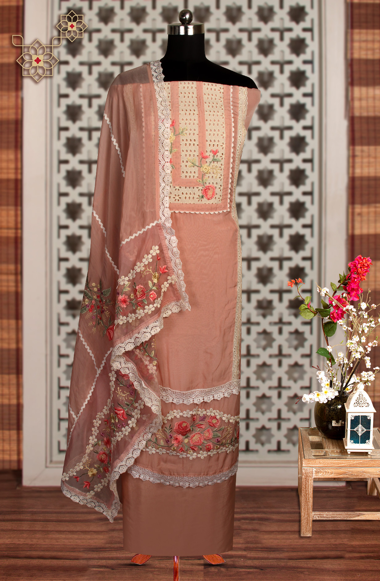 Exclusive Peach Designer Organza Salwar Suit with Dupatta - 797-WEA251-1A