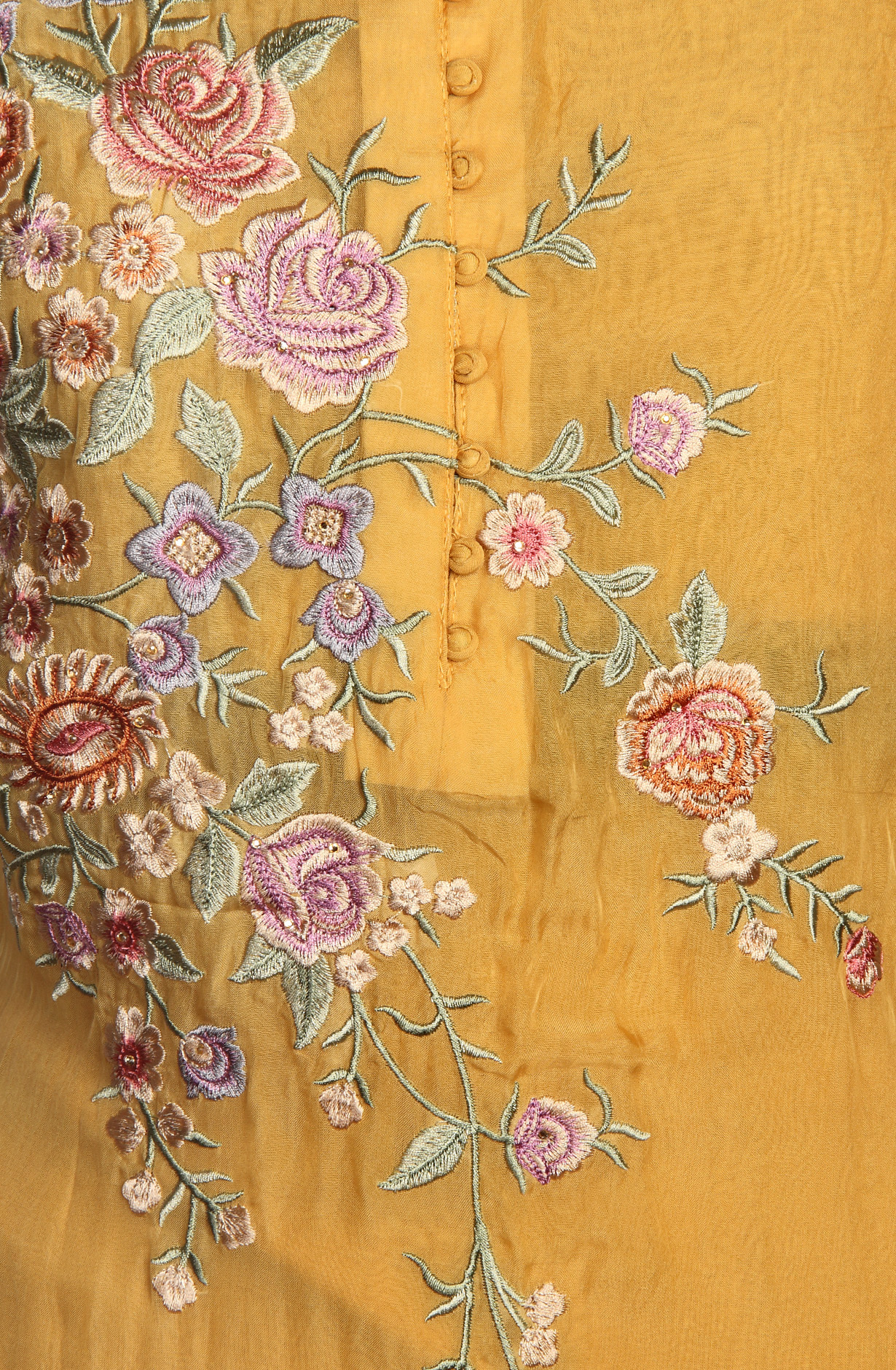 Mustard Organza Designer Partywear Embroidered Salwar Kameez - 797-WEA264E