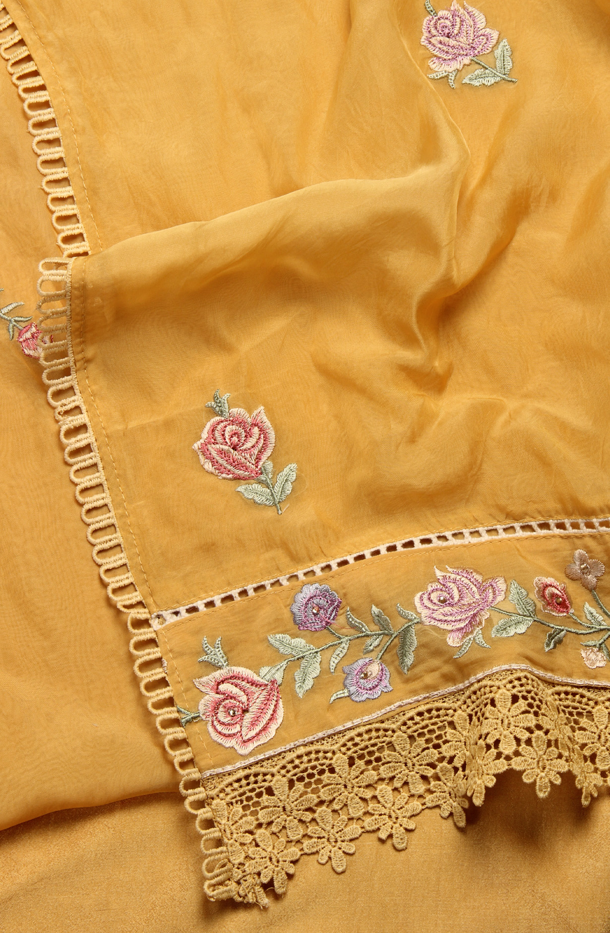 Mustard Organza Designer Partywear Embroidered Salwar Kameez - 797-WEA264E