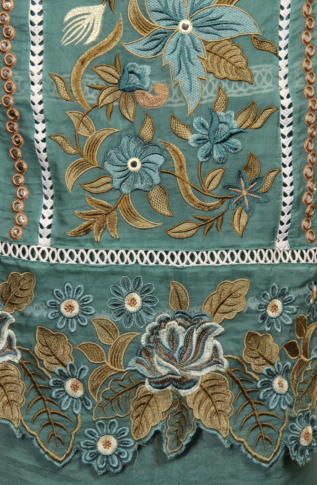 Teal Organza Designer Partywear Embroidered Salwar Kameez - 797-WER8A