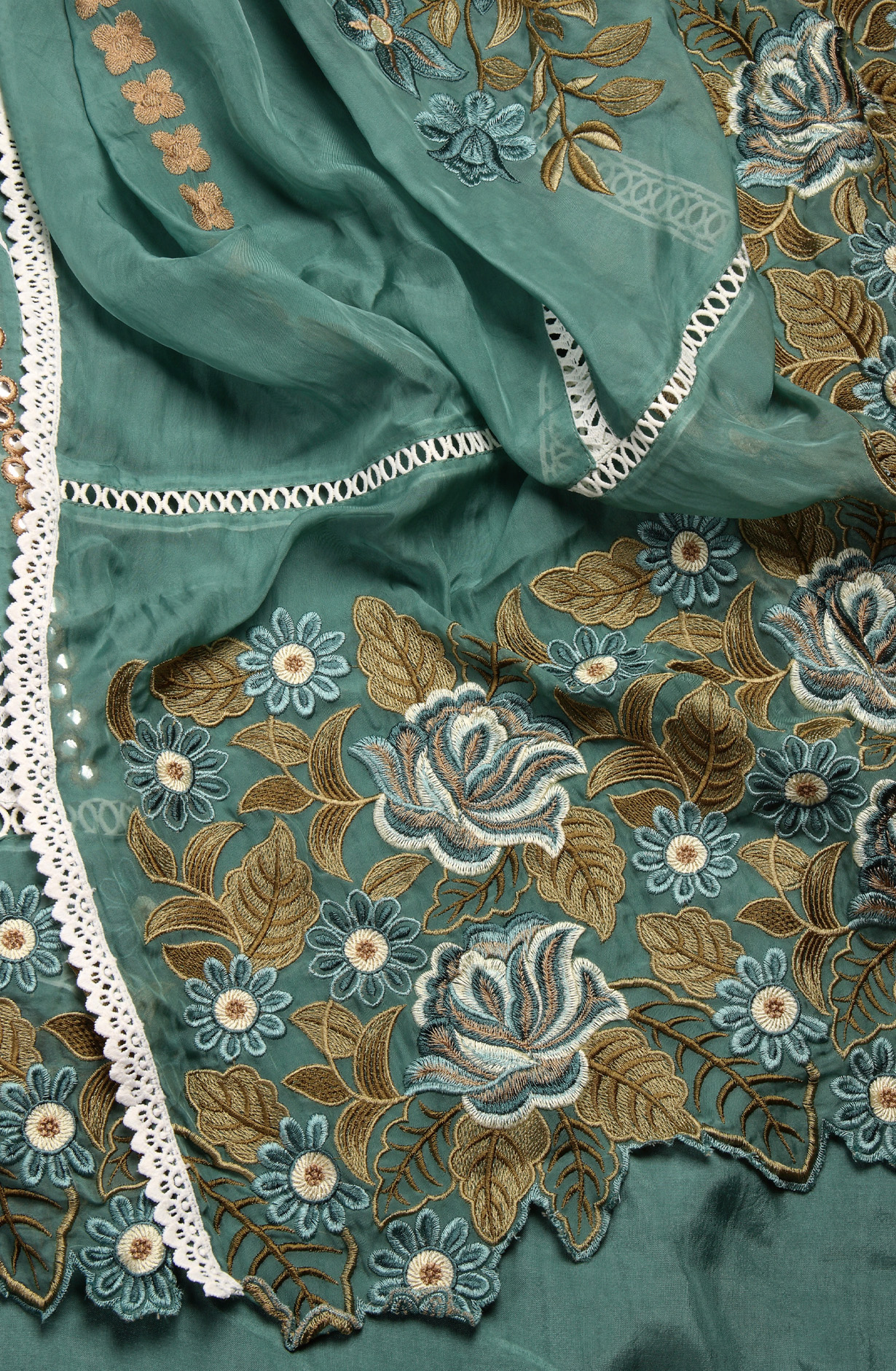 Teal Organza Designer Partywear Embroidered Salwar Kameez - 797-WER8A