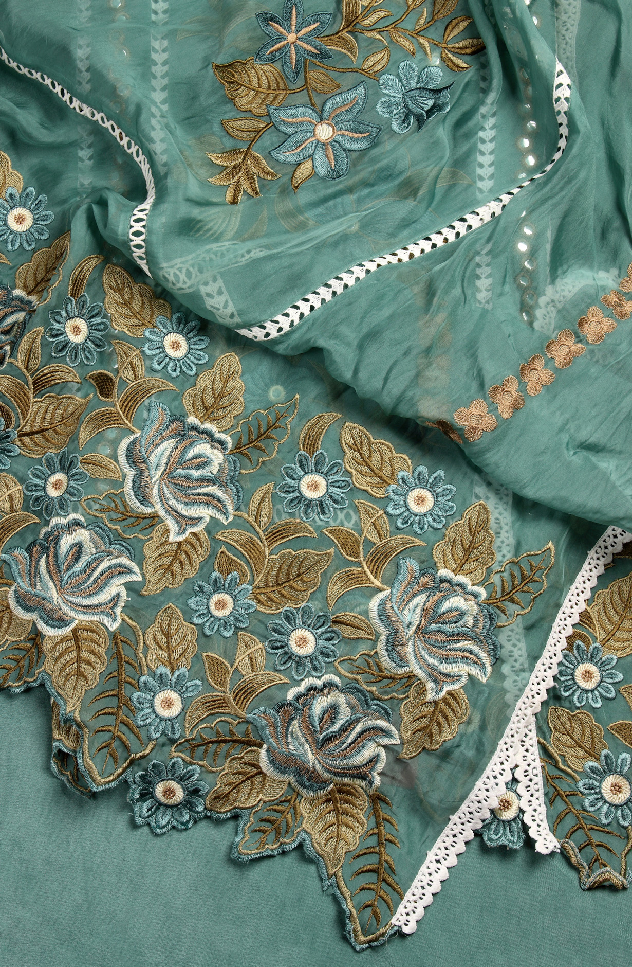 Teal Organza Designer Partywear Embroidered Salwar Kameez - 797-WER8A