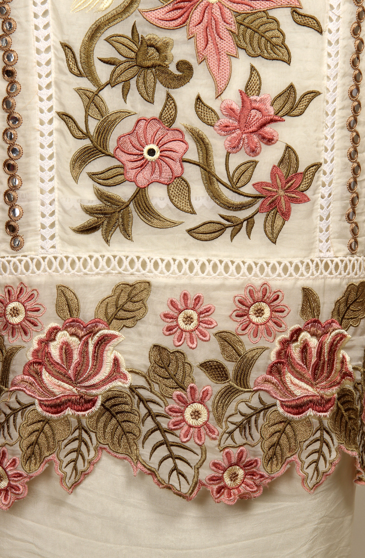 Cream Organza Designer Partywear Embroidered Salwar Kameez - 797-WER8B