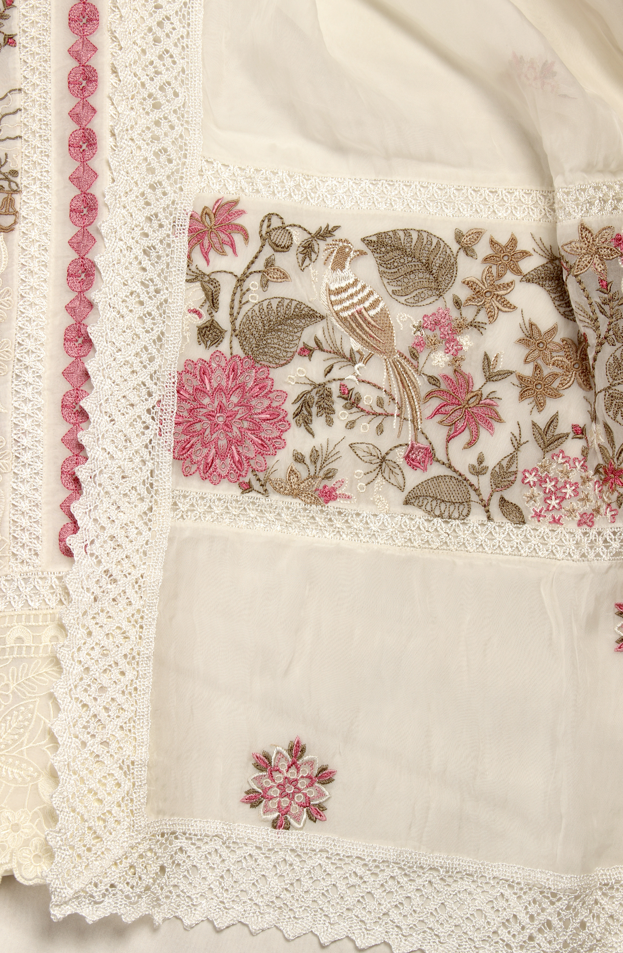 Cream Organza Designer Partywear Embroidered Salwar Kameez - 797-WER9