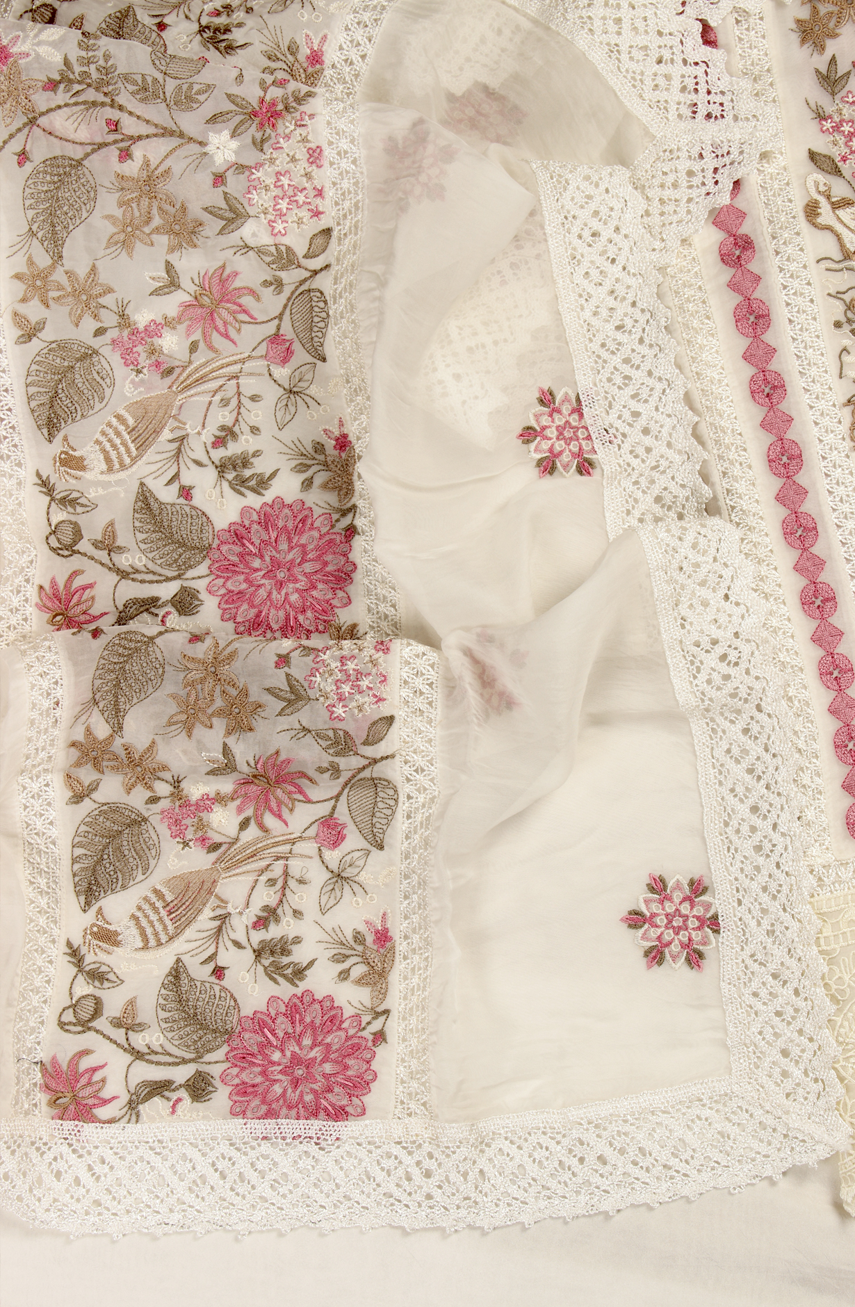 Cream Organza Designer Partywear Embroidered Salwar Kameez - 797-WER9