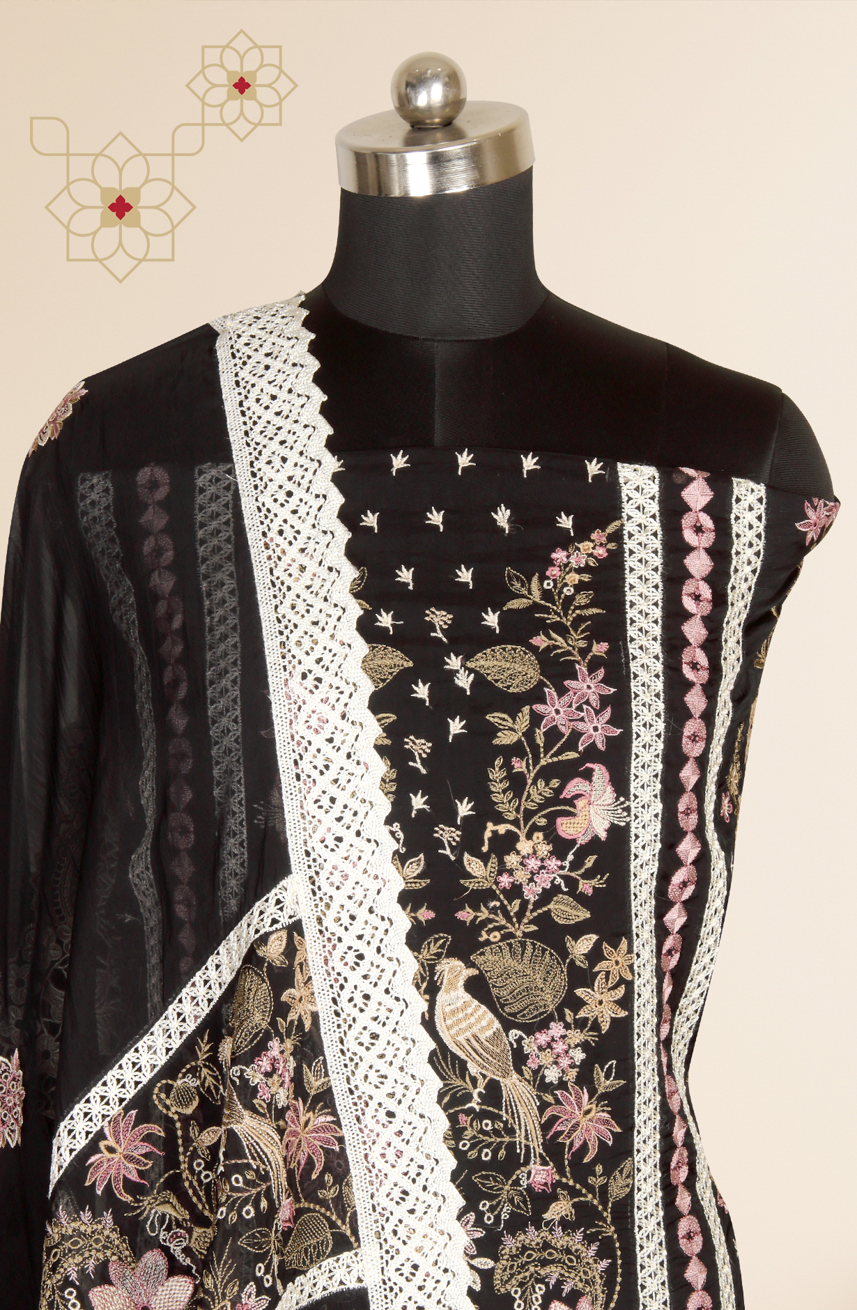 Black Organza Designer Partywear Embroidered Salwar Kameez - 797-WER9A