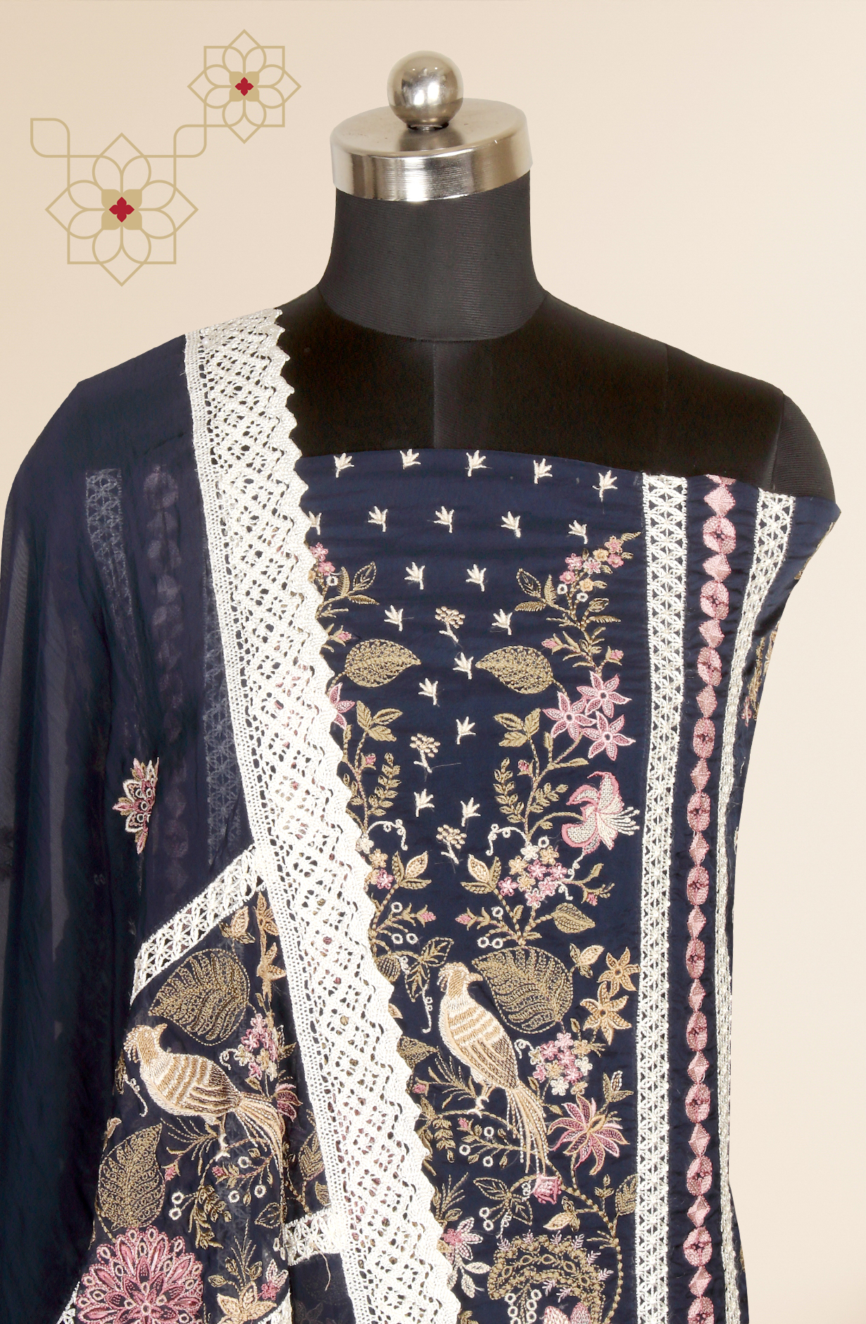 Blue Organza Designer Partywear Embroidered Salwar Kameez - 797-WER9B