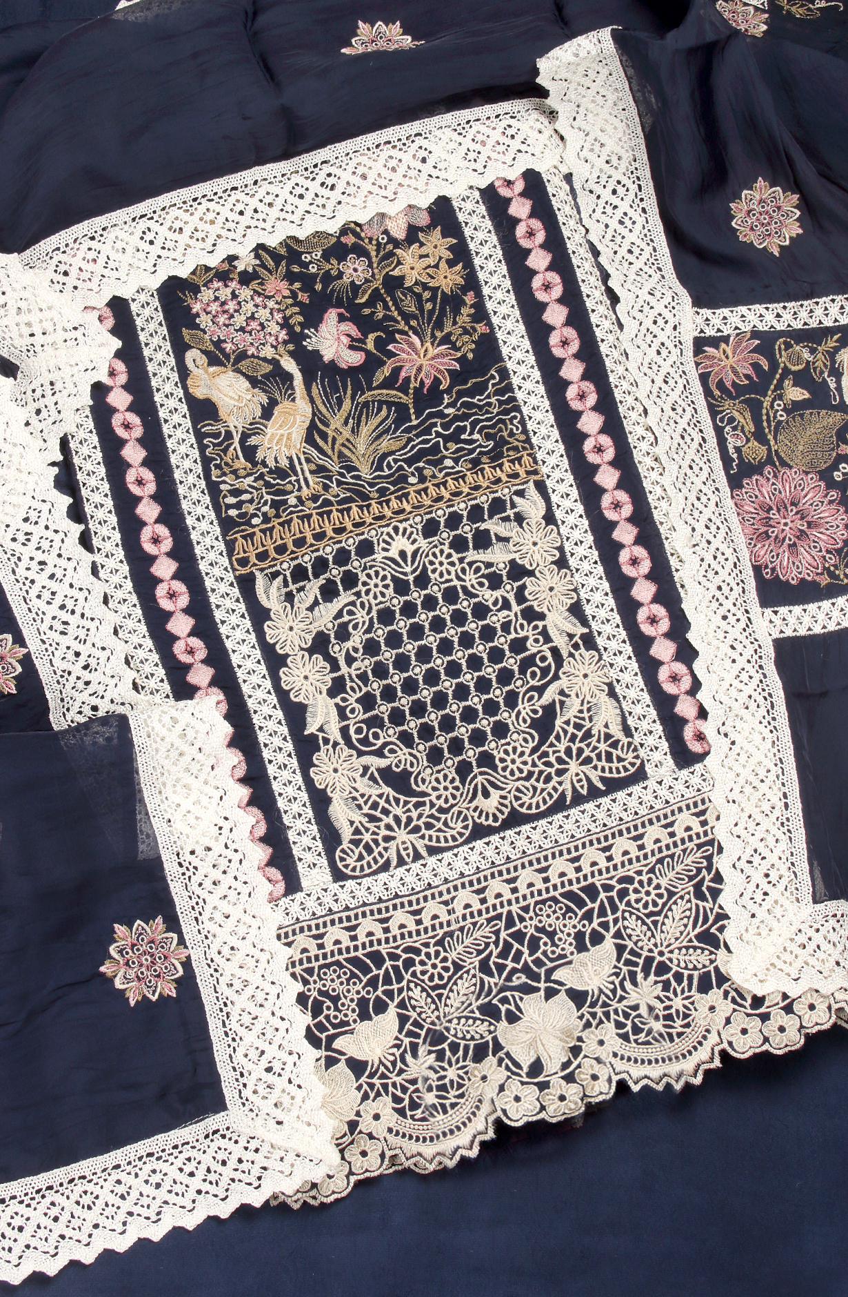 Blue Organza Designer Partywear Embroidered Salwar Kameez - 797-WER9B