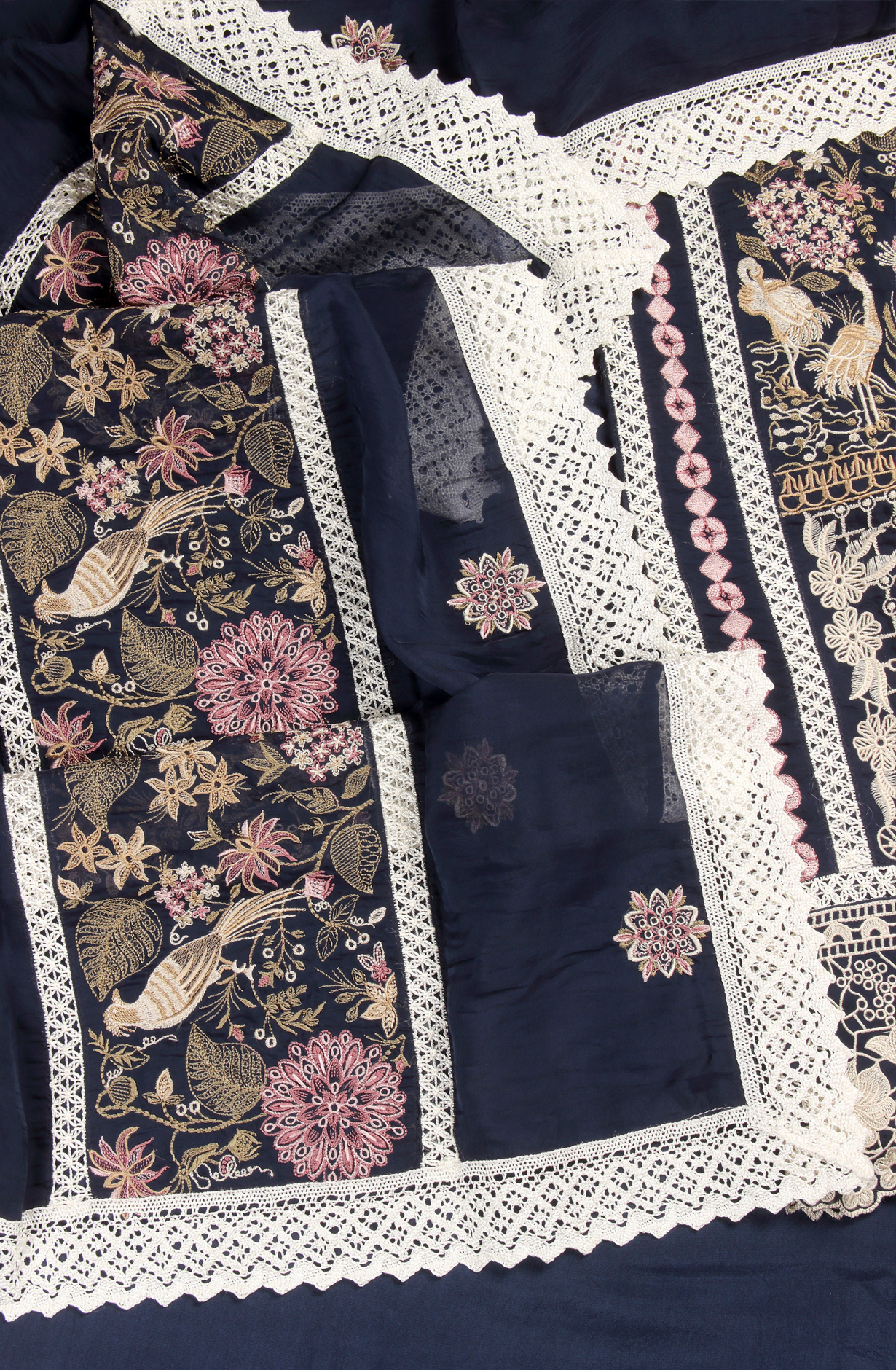 Blue Organza Designer Partywear Embroidered Salwar Kameez - 797-WER9B